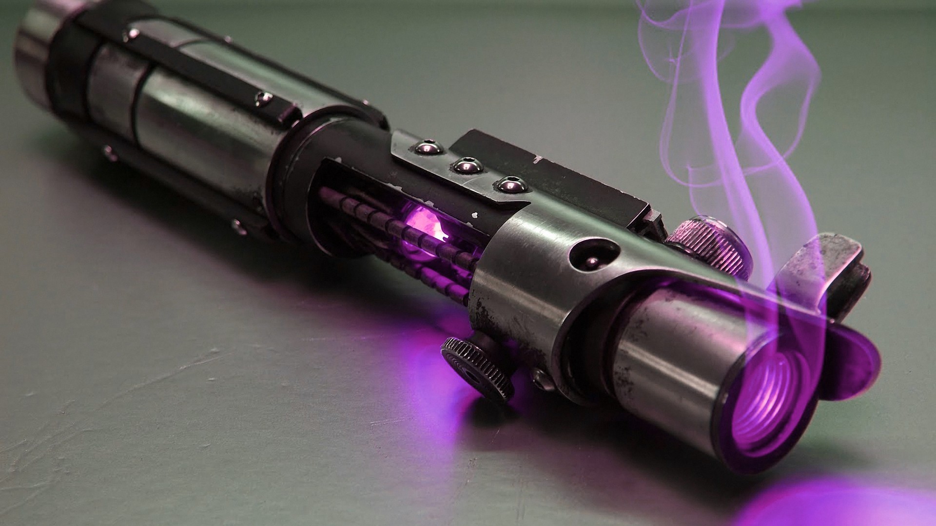 Star Wars purple lightsaber with smoke HD Wallpaper