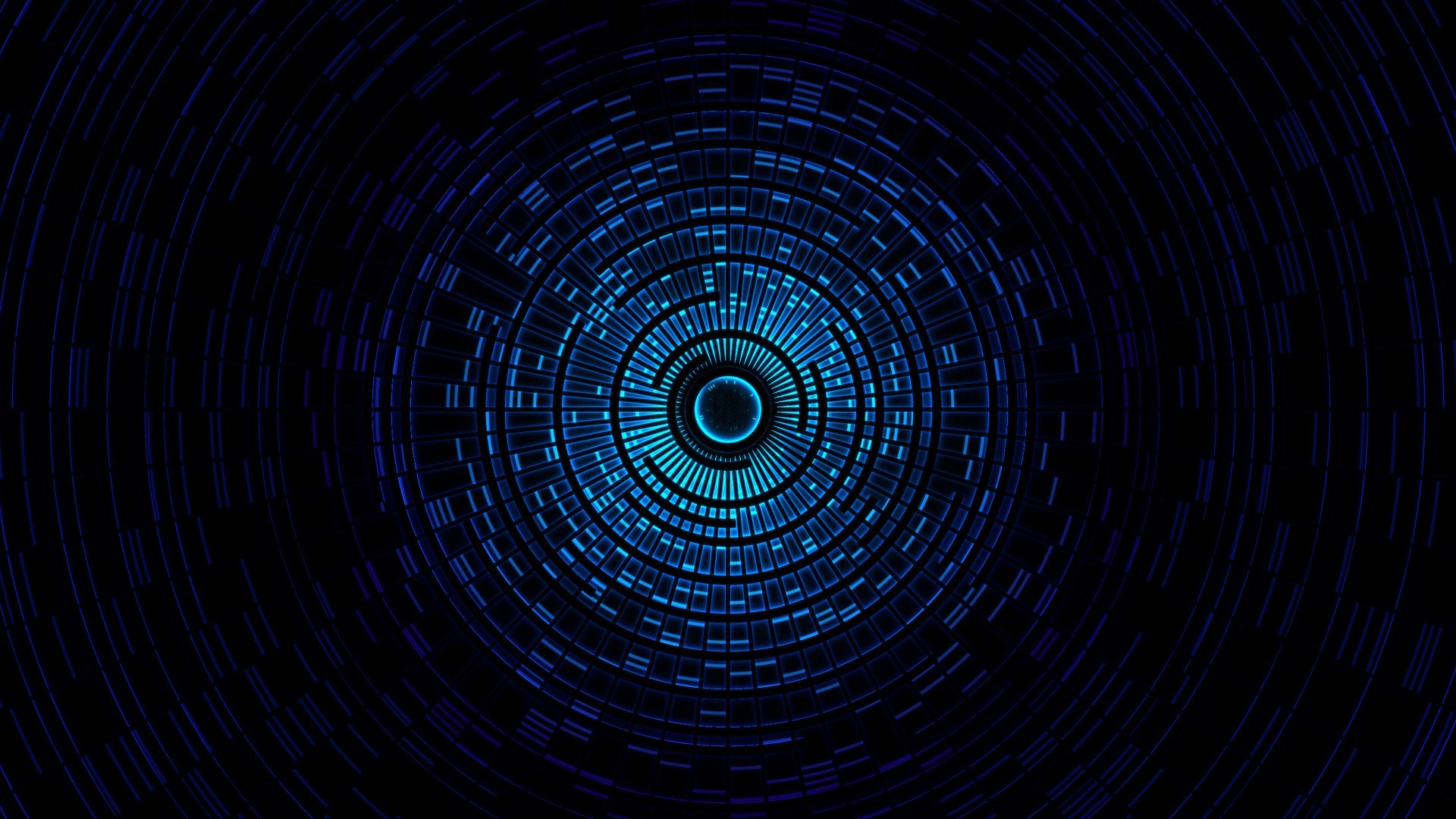 Abstract digital art with blue concentric circles HD Wallpaper