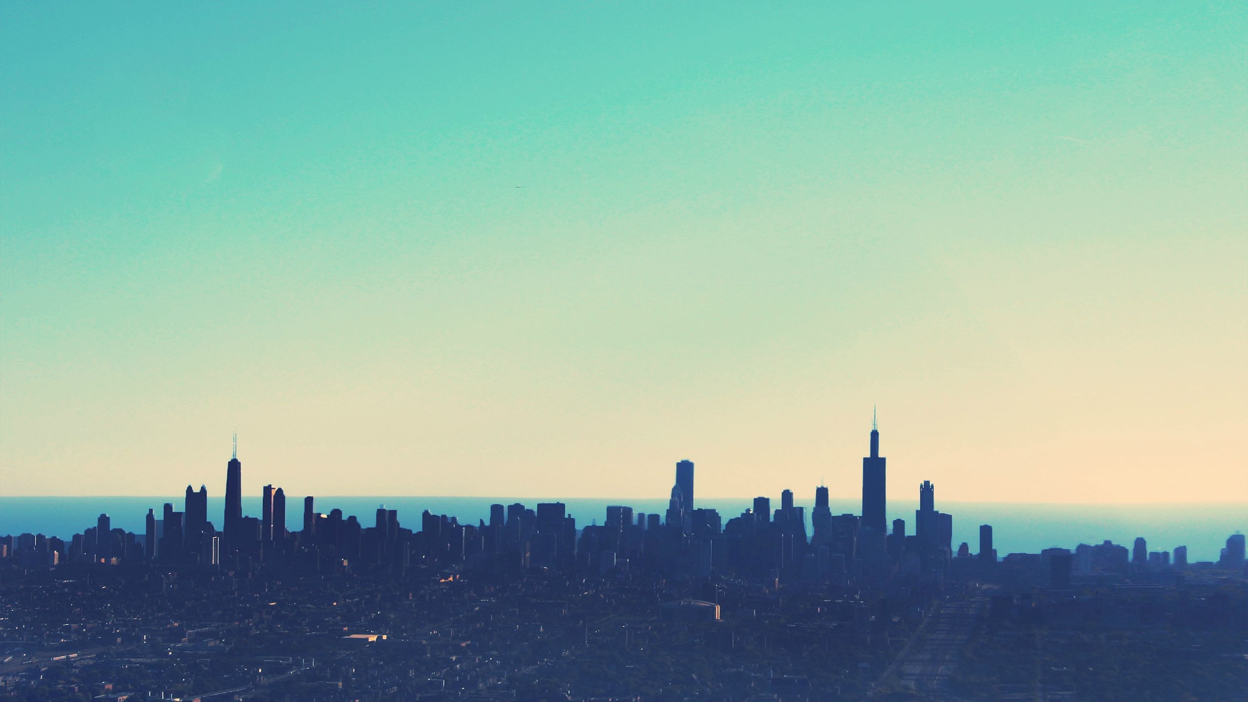 Chicago cityscape with skyscrapers at sunset HD Wallpaper