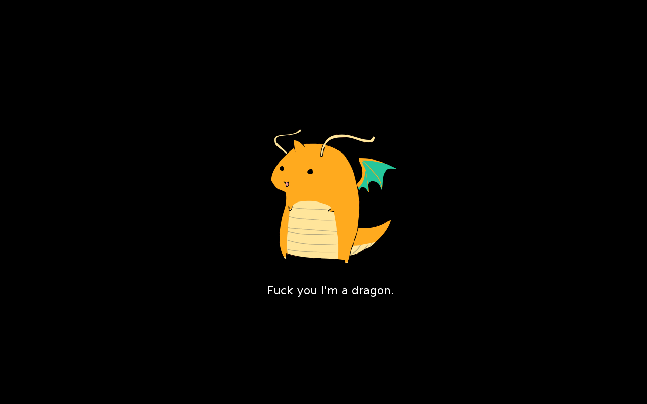 Chibi Dragon with "Fuck you I'm a dragon." HD Wallpaper