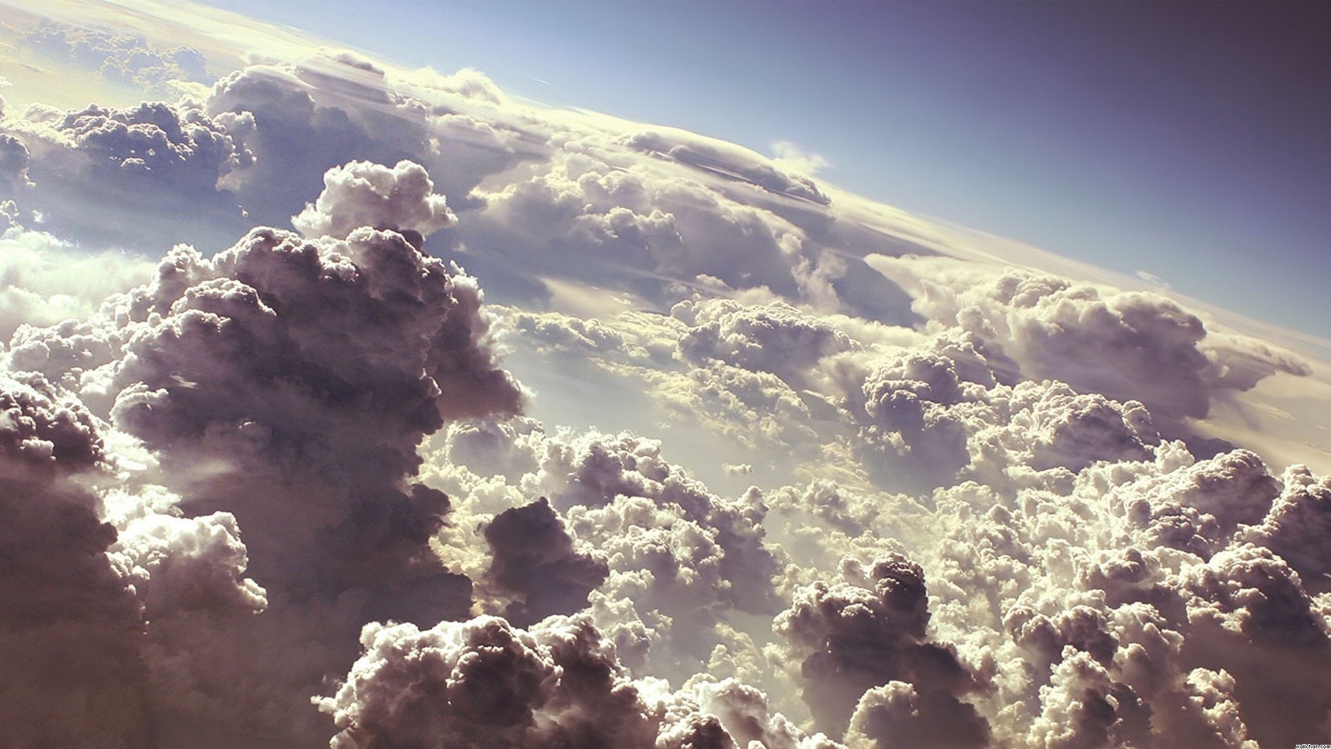 Cumulus clouds seen from above HD Wallpaper