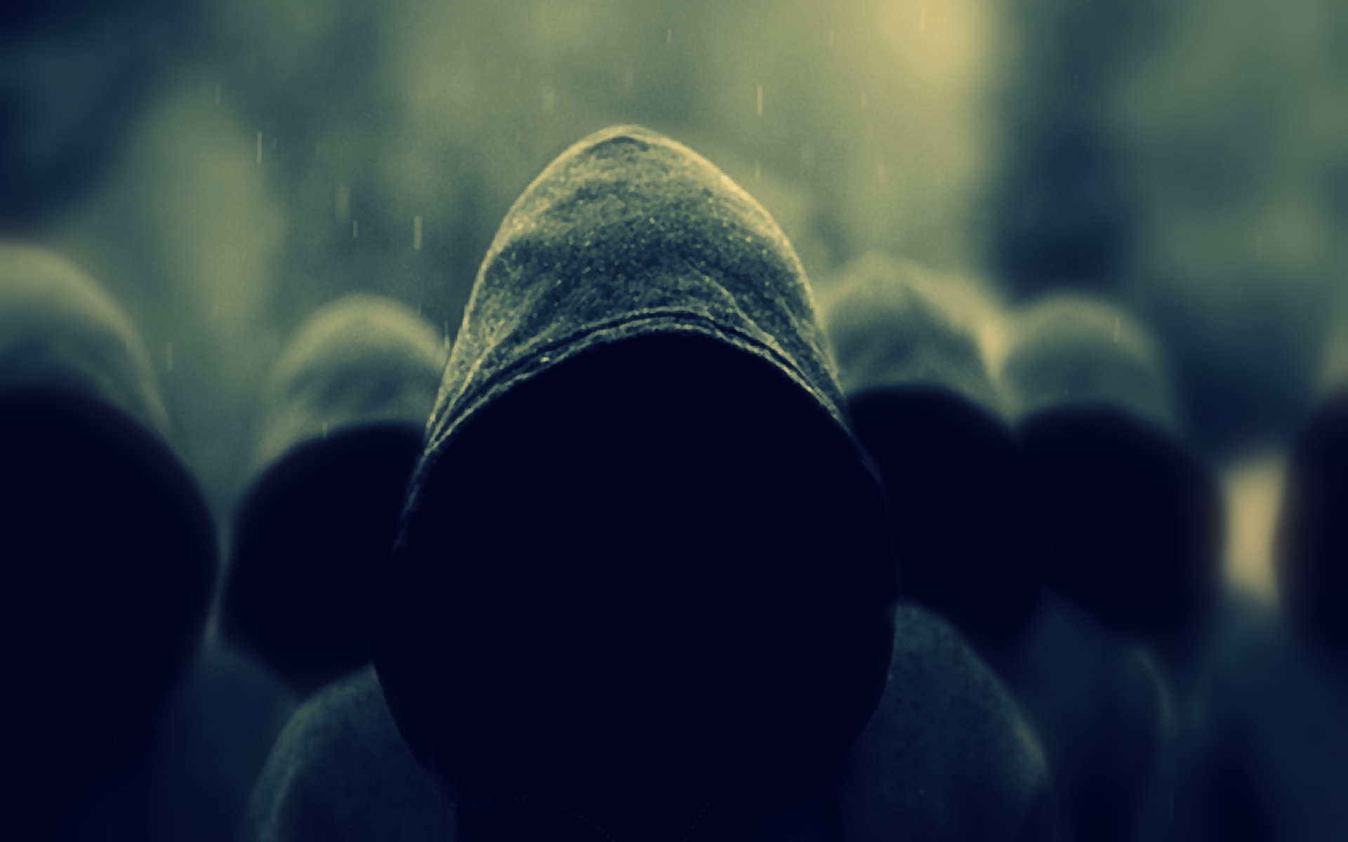 People in hoods in the rain HD Wallpaper