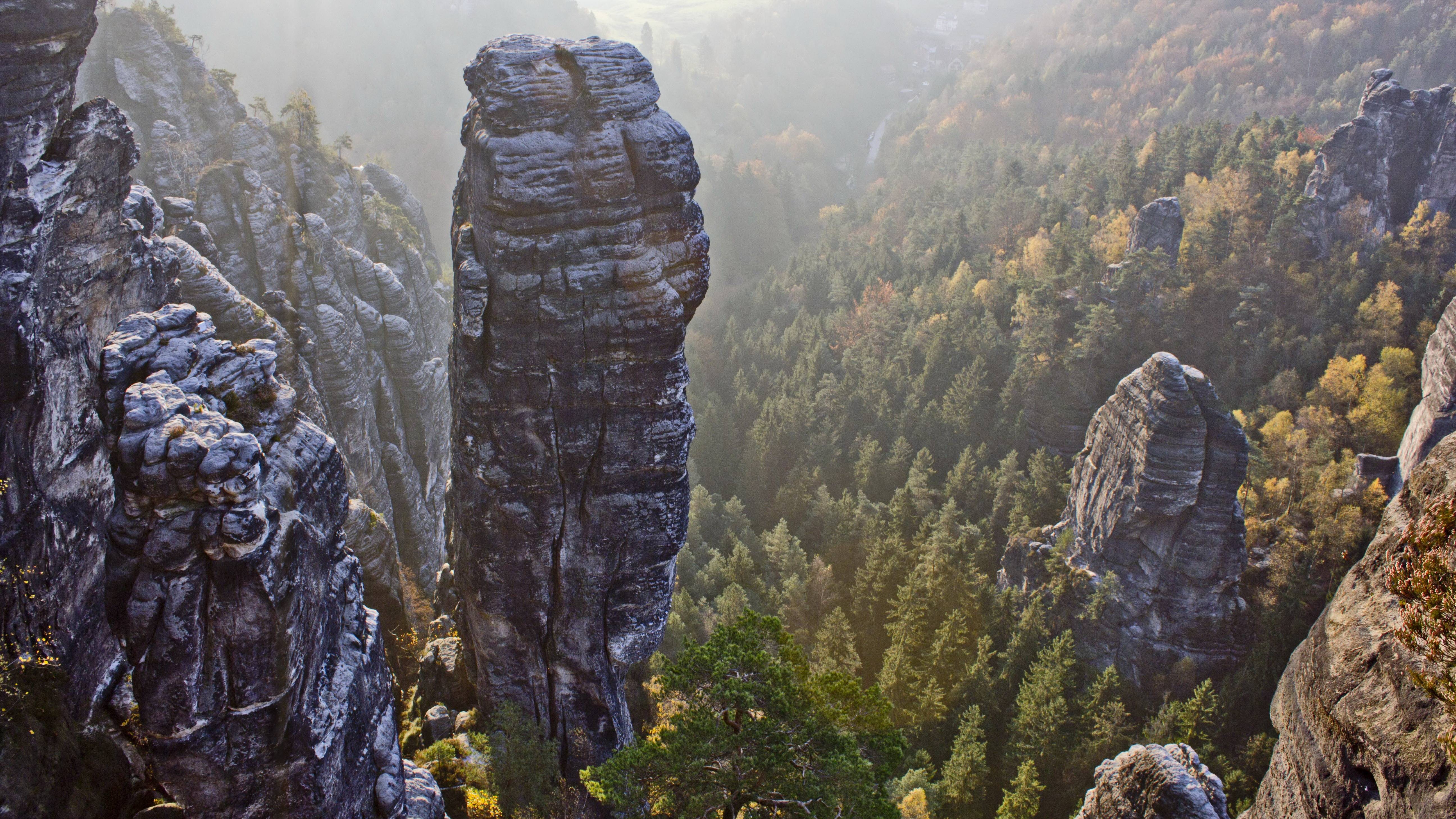Saxon Switzerland National Park rock formations HD Wallpaper