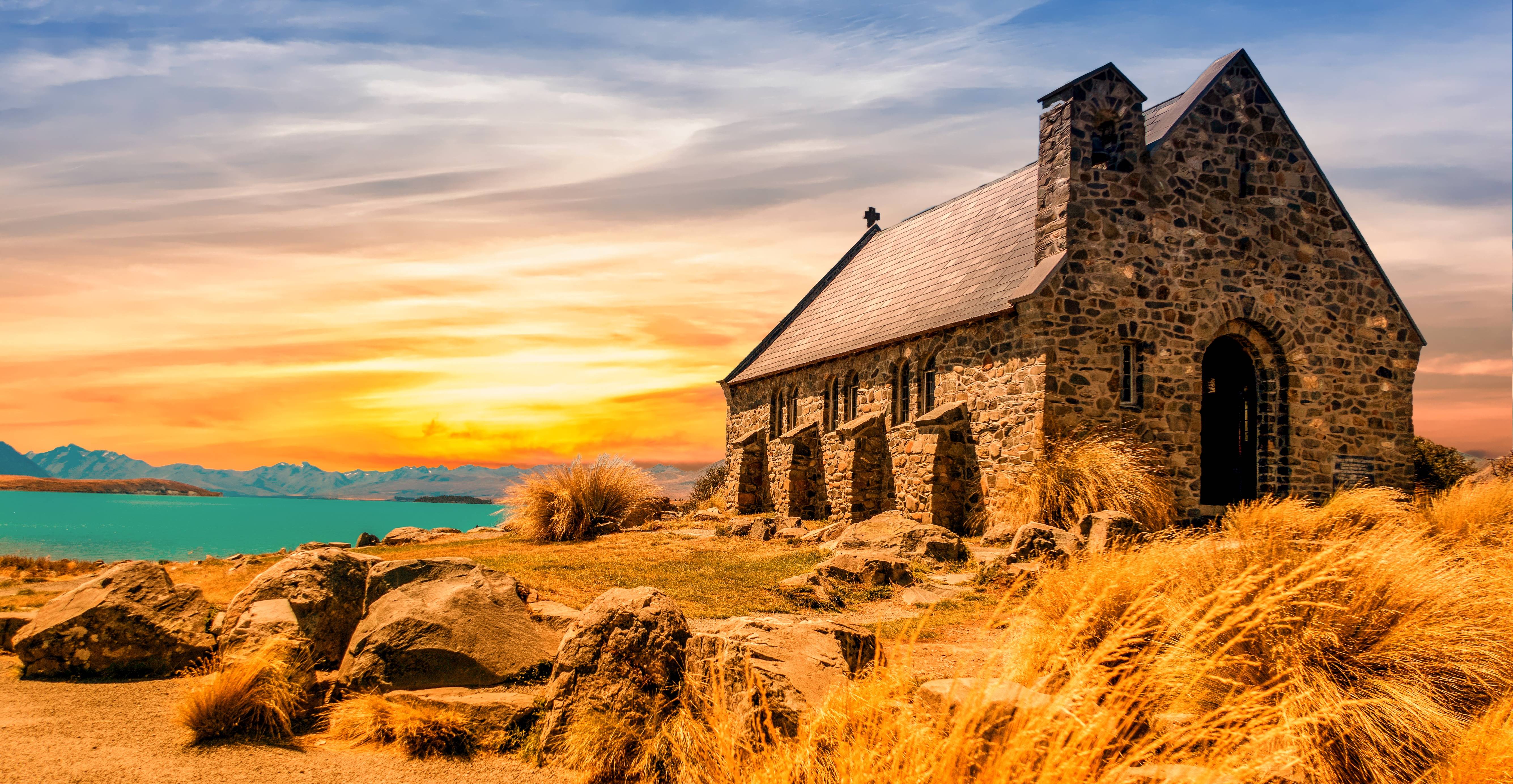 Church of the Good Shepherd at Lake Tekapo, New Zealand HD Wallpaper