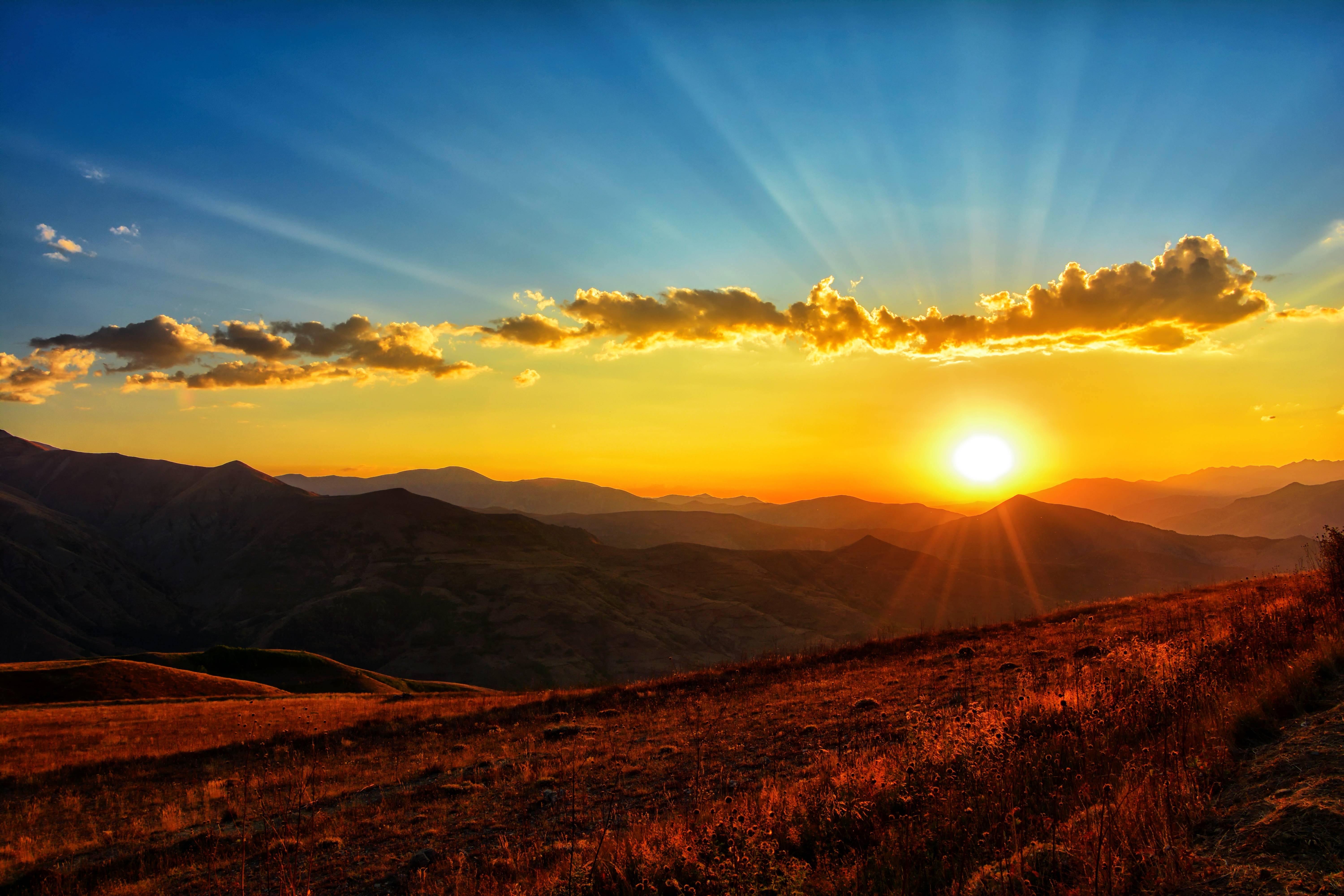 Sunset over the Kaçkar Mountains landscape HD Wallpaper