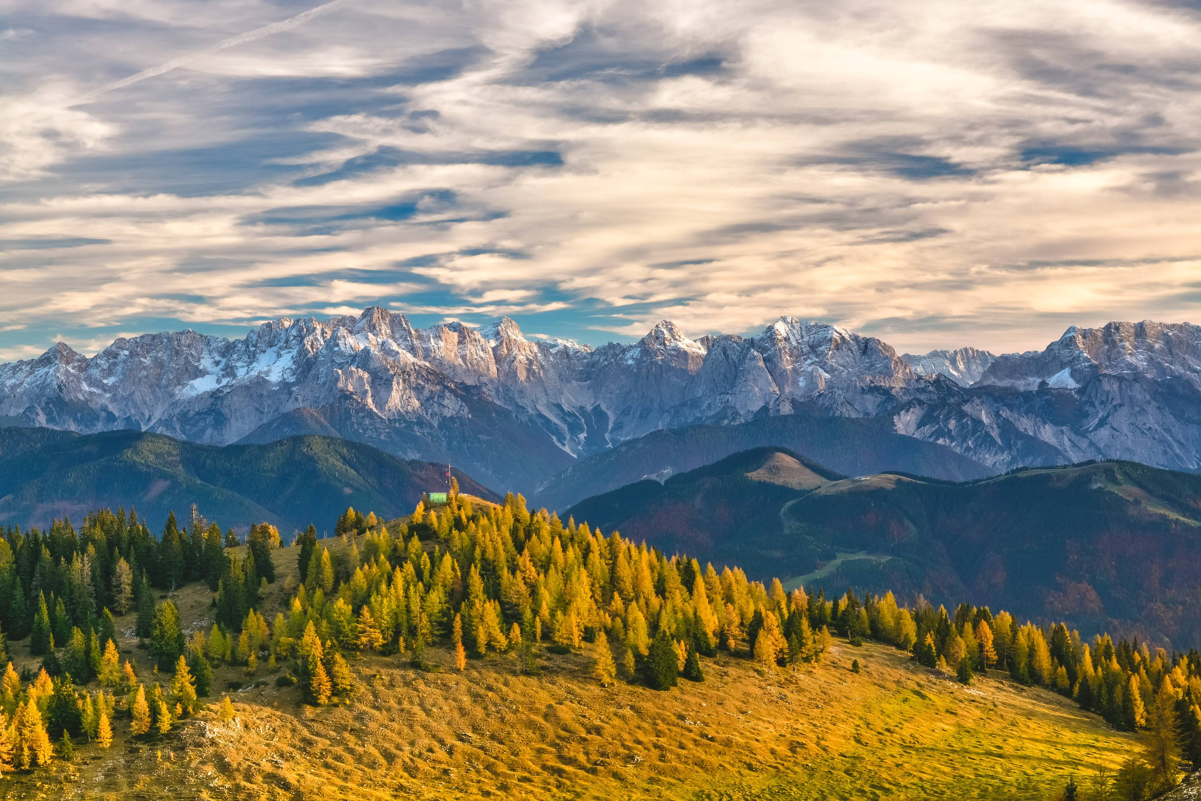 Autumnal Mountain Landscape in the Alps HD Wallpaper