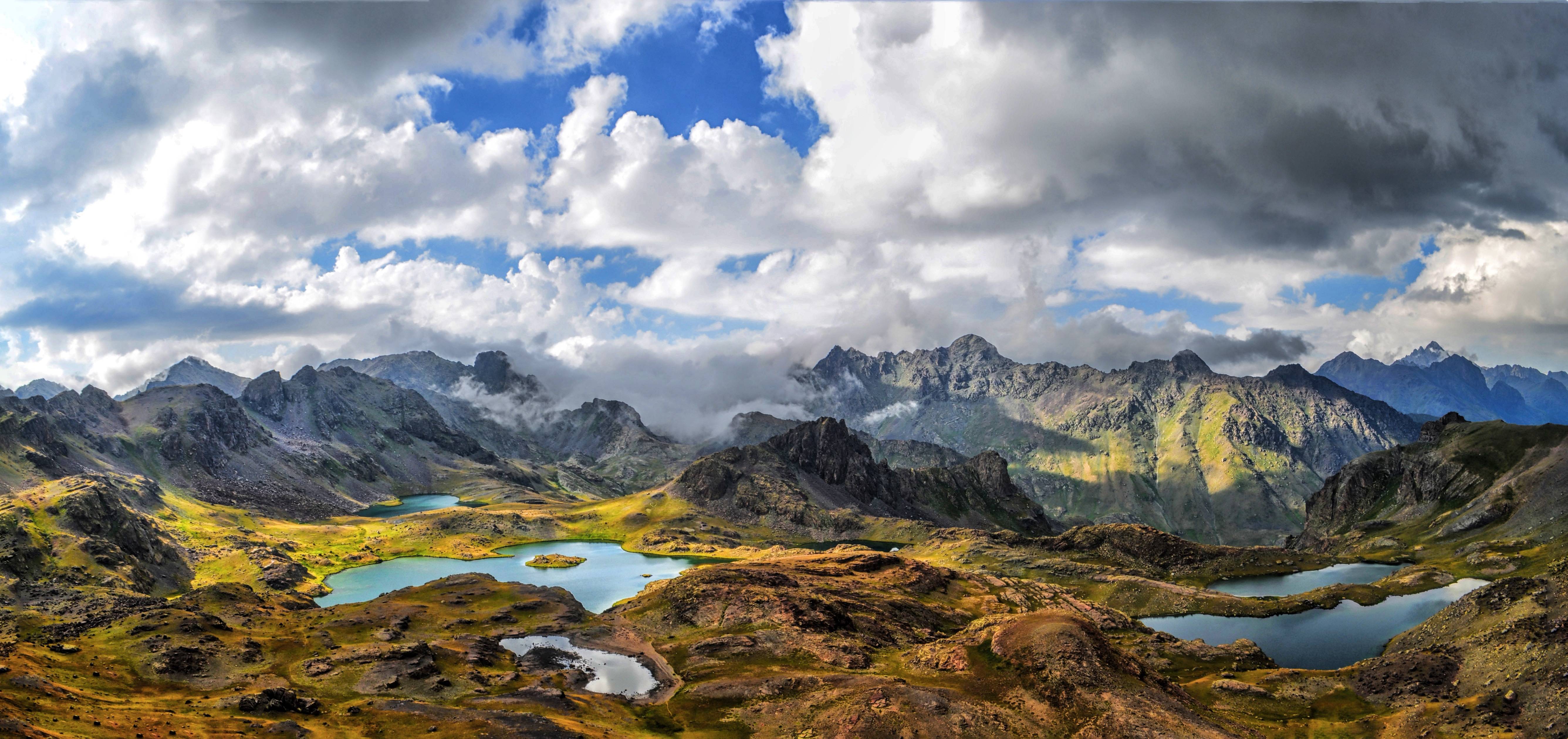 Kaçkars Mountains with Lakes and Clouds HD Wallpaper