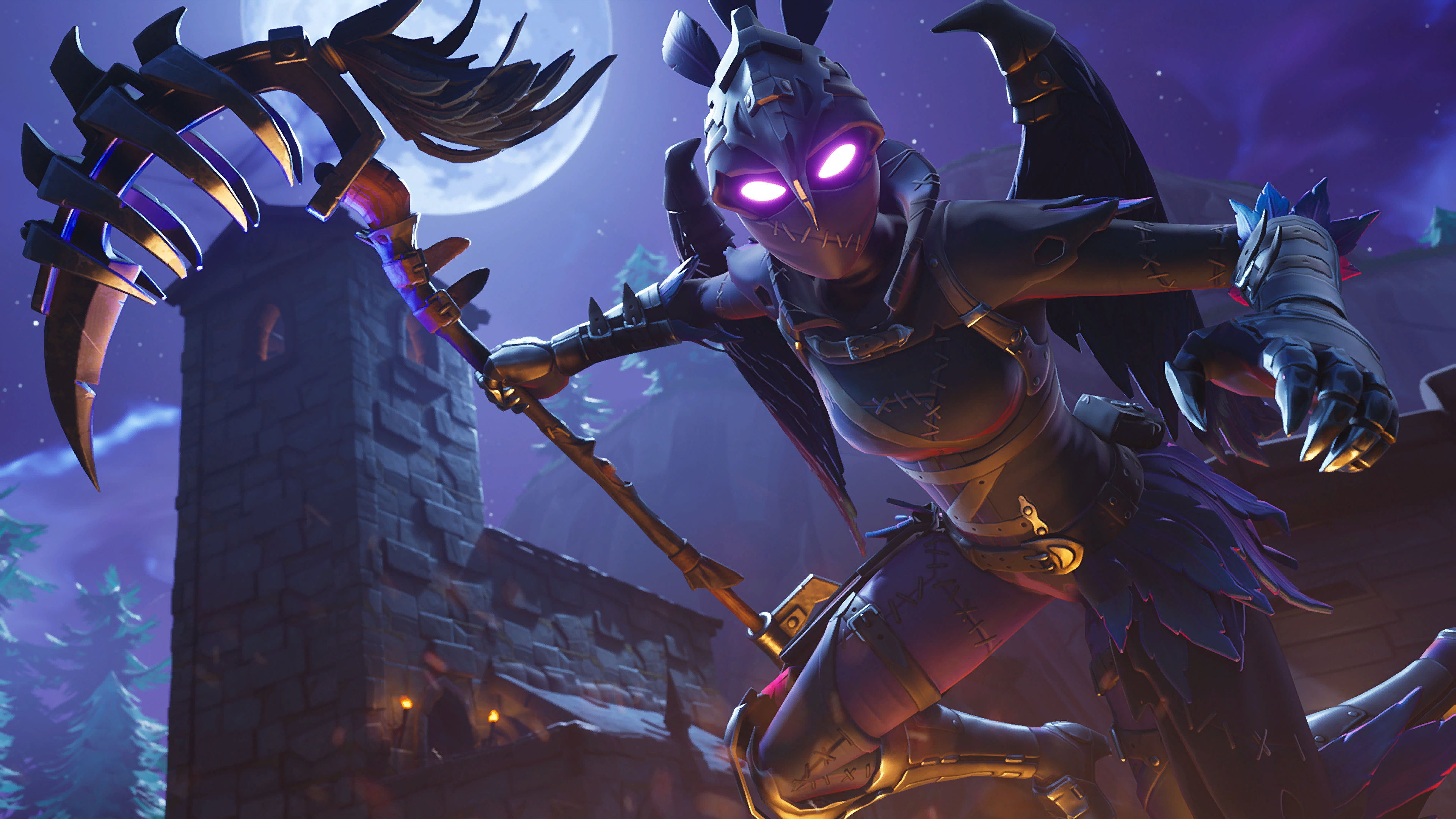 Fortnite Raven with Scythe and Moon HD Wallpaper