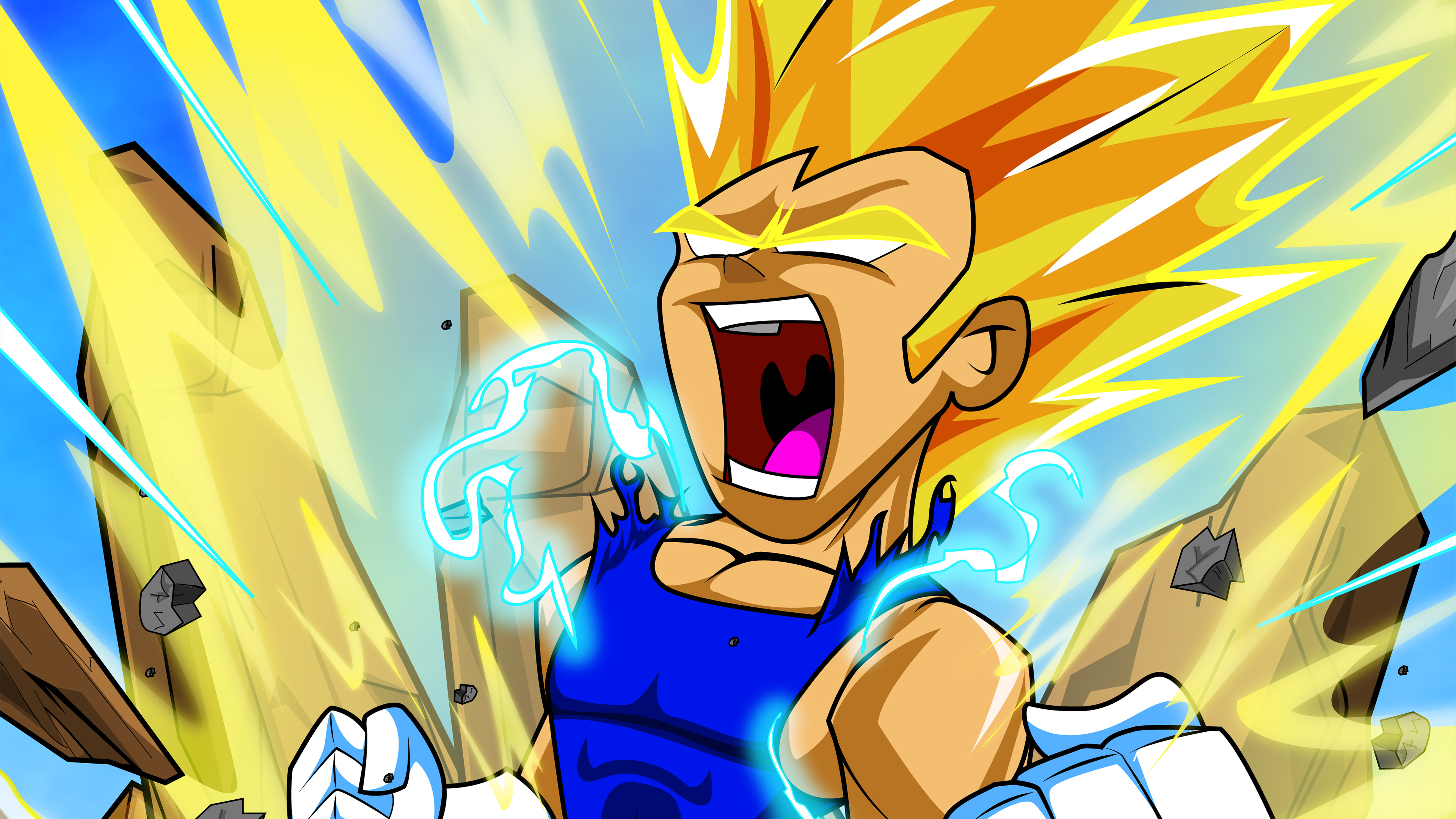 Vegeta in a powerful anime transformation HD Wallpaper