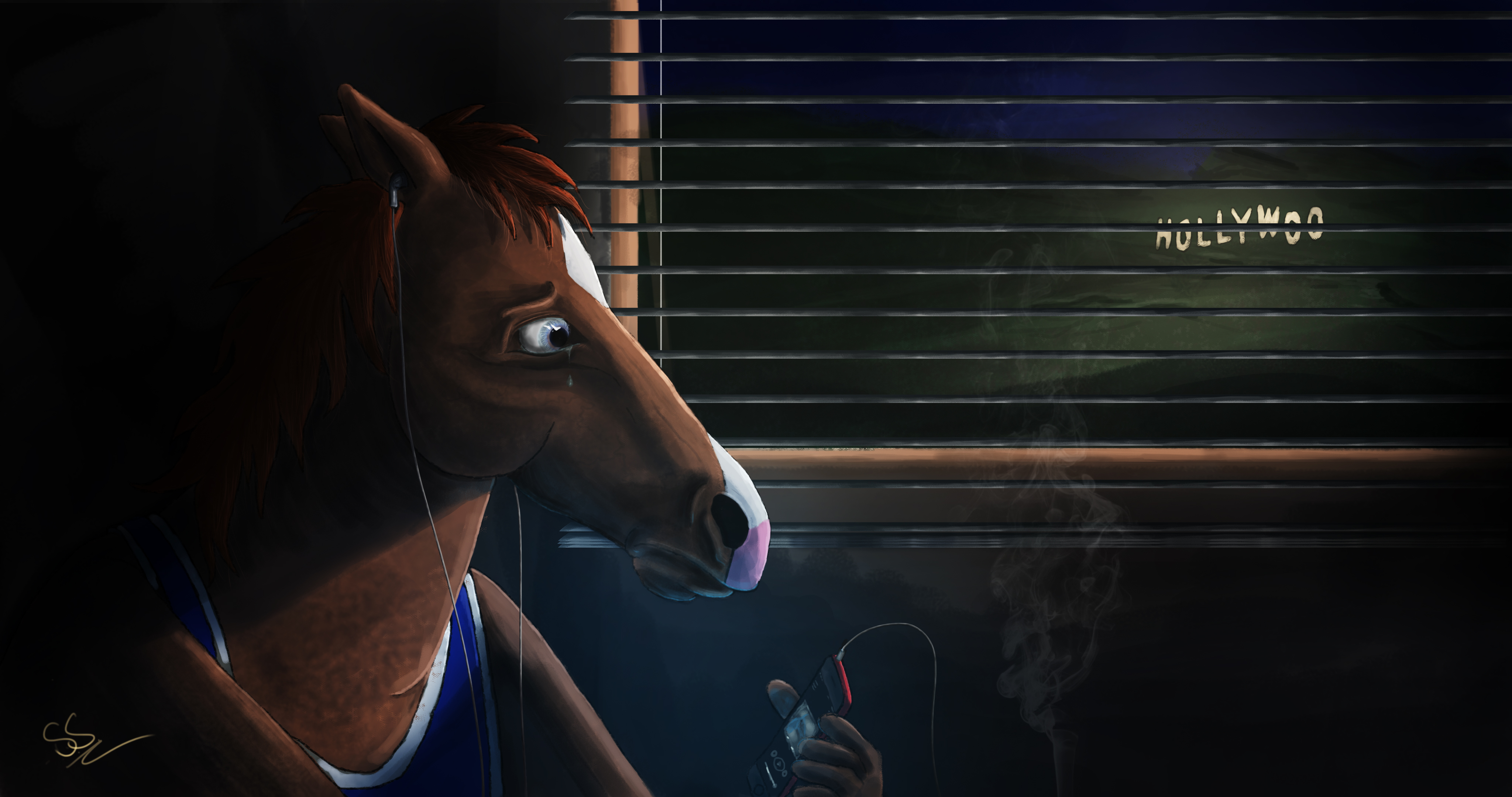 Bojack Horseman looking out window HD Wallpaper