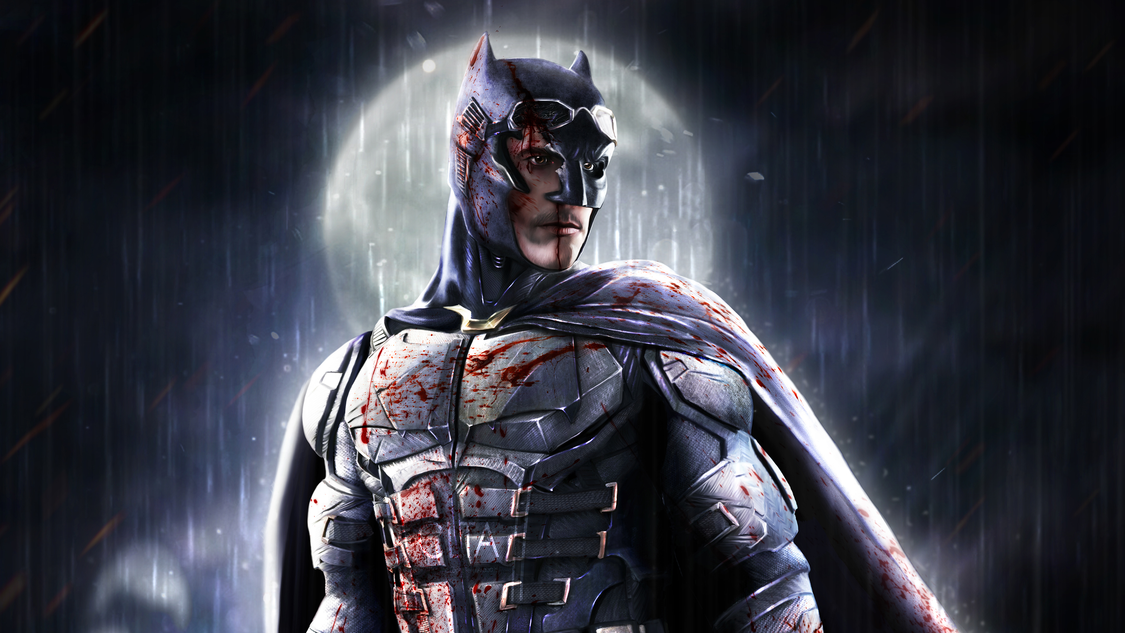 Bloody Batman in the Rain 4K HD Wallpaper