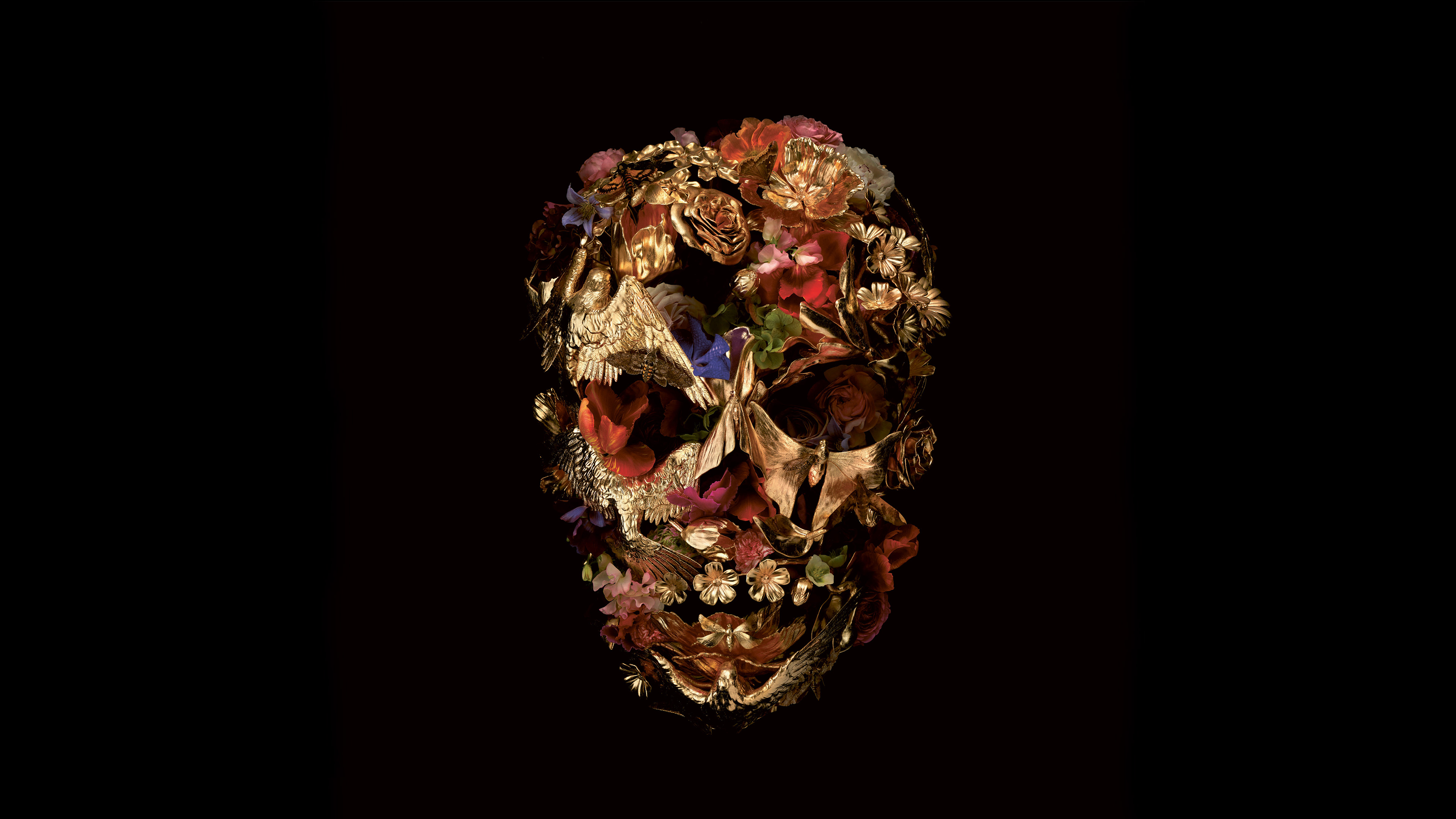 Alexander McQueen Skull with Flowers 4K HD Wallpaper