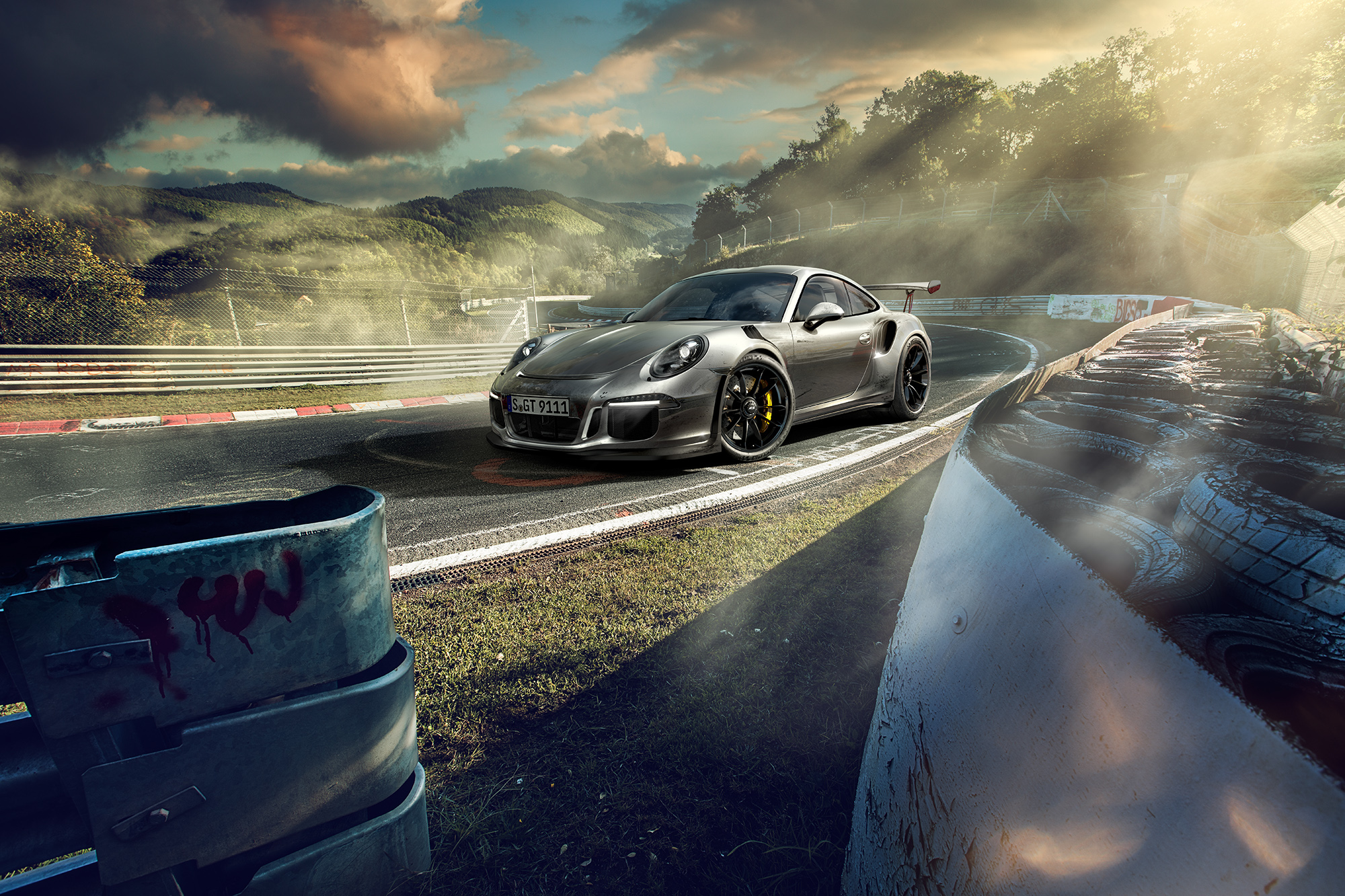 Porsche 911 GT3 on a race track HD Wallpaper