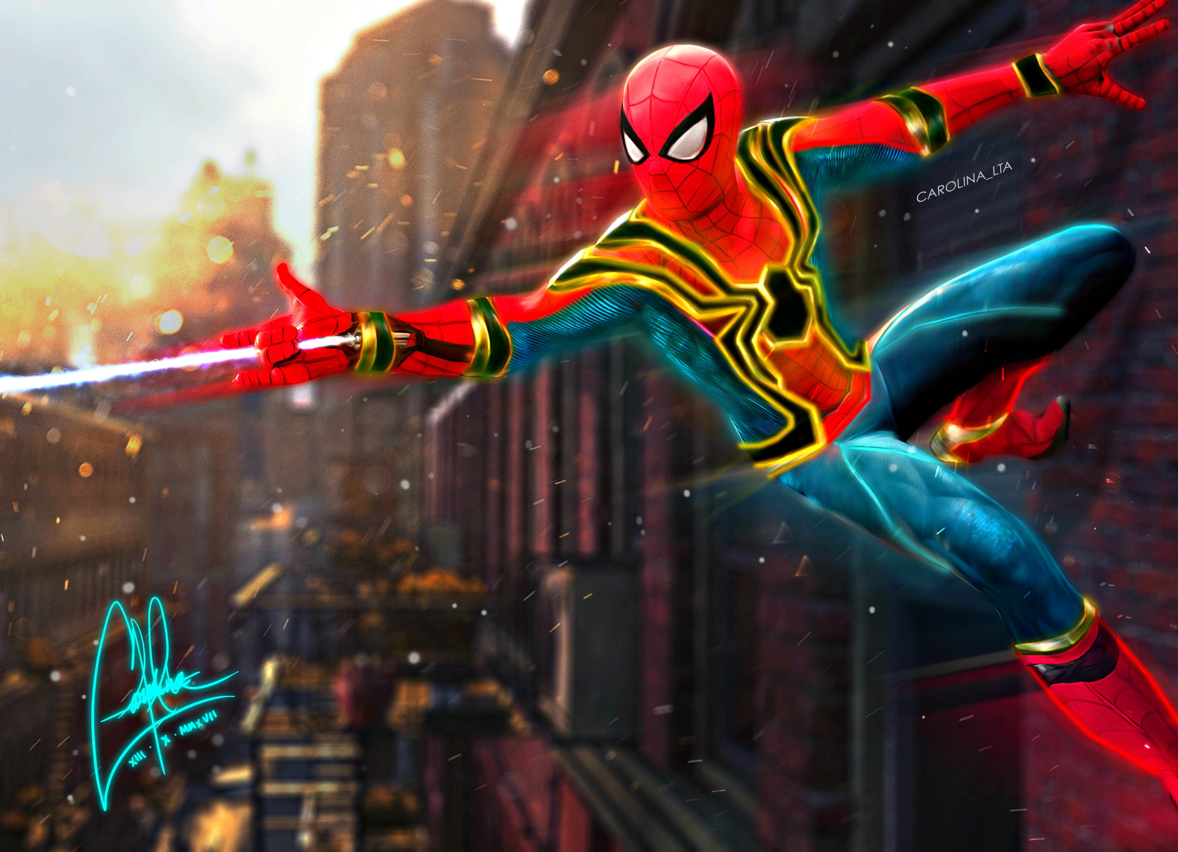 Spiderman in the Iron Spider Suit HD Wallpaper