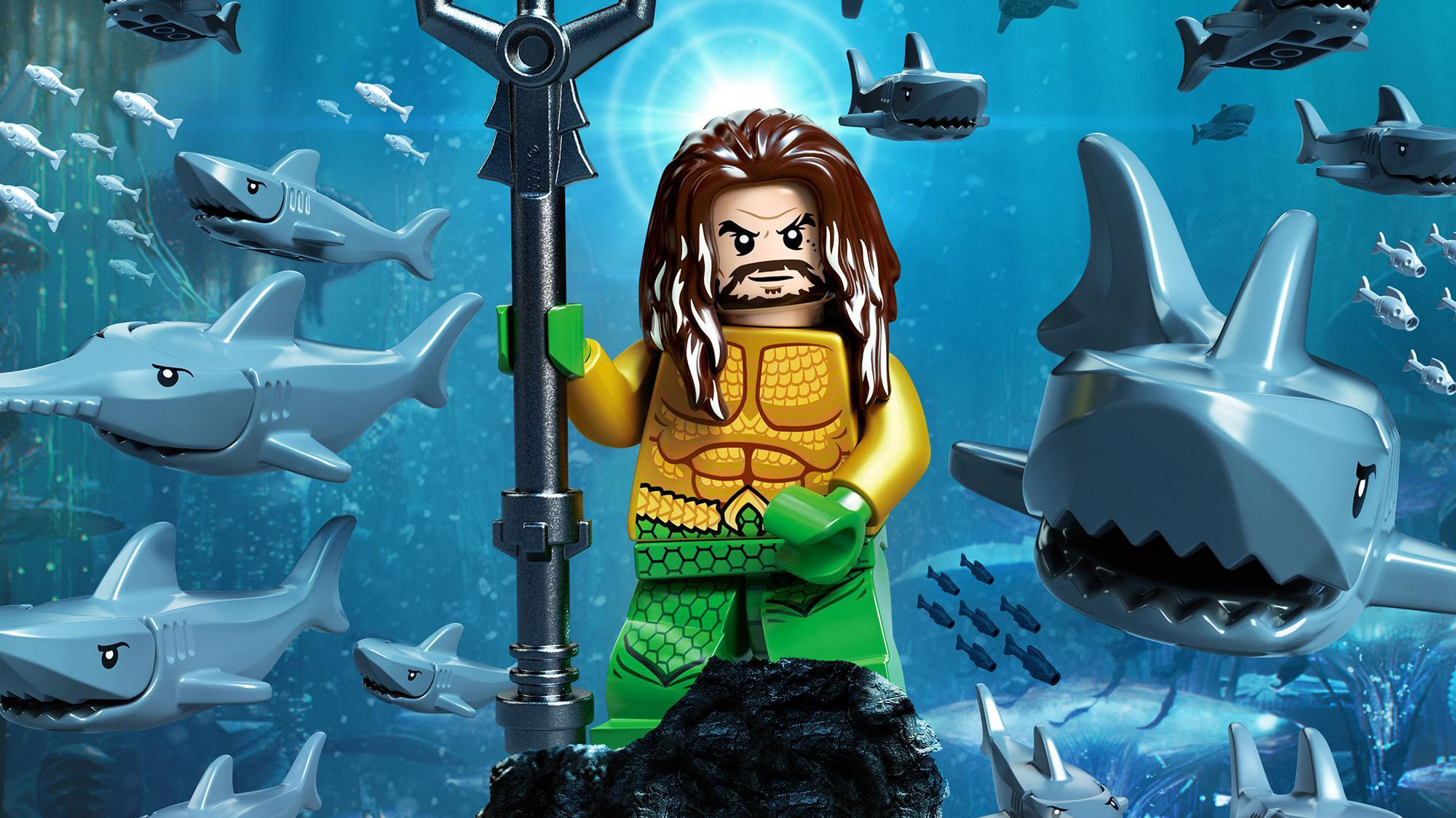 Lego Aquaman with Sharks HD Wallpaper