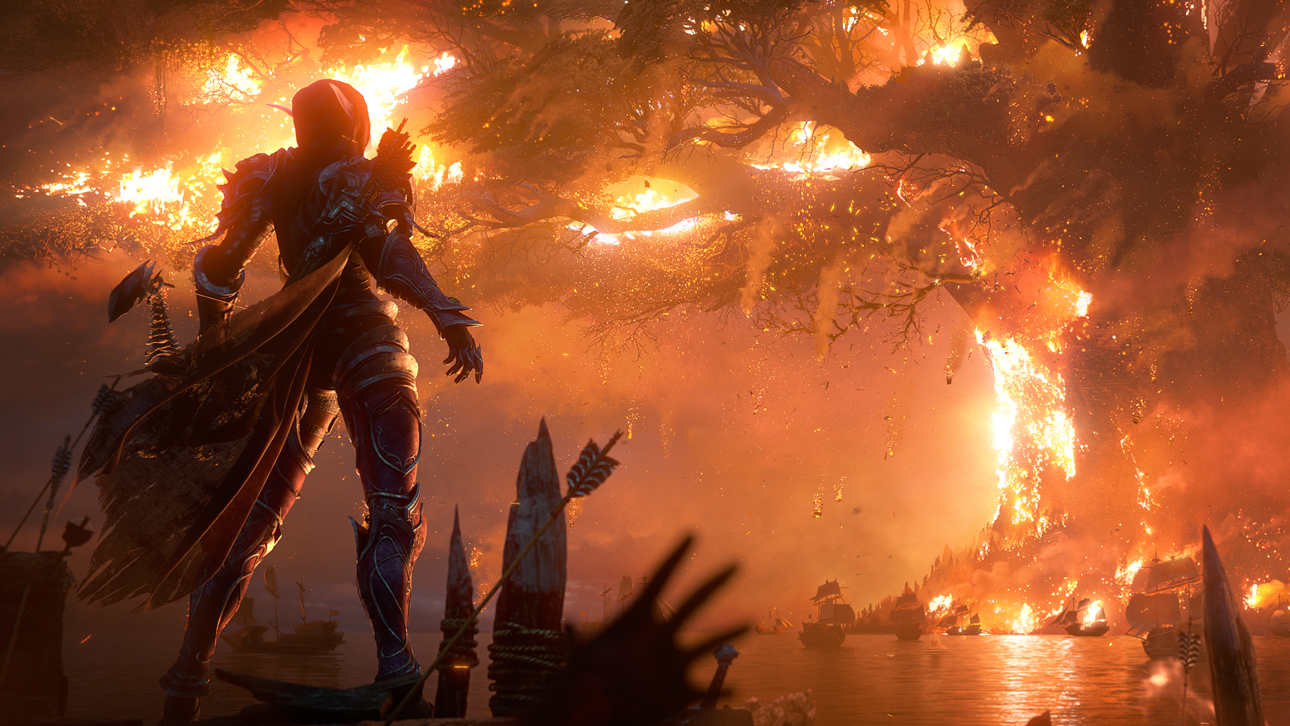 World of Warcraft Battle for Azeroth burning tree HD Wallpaper