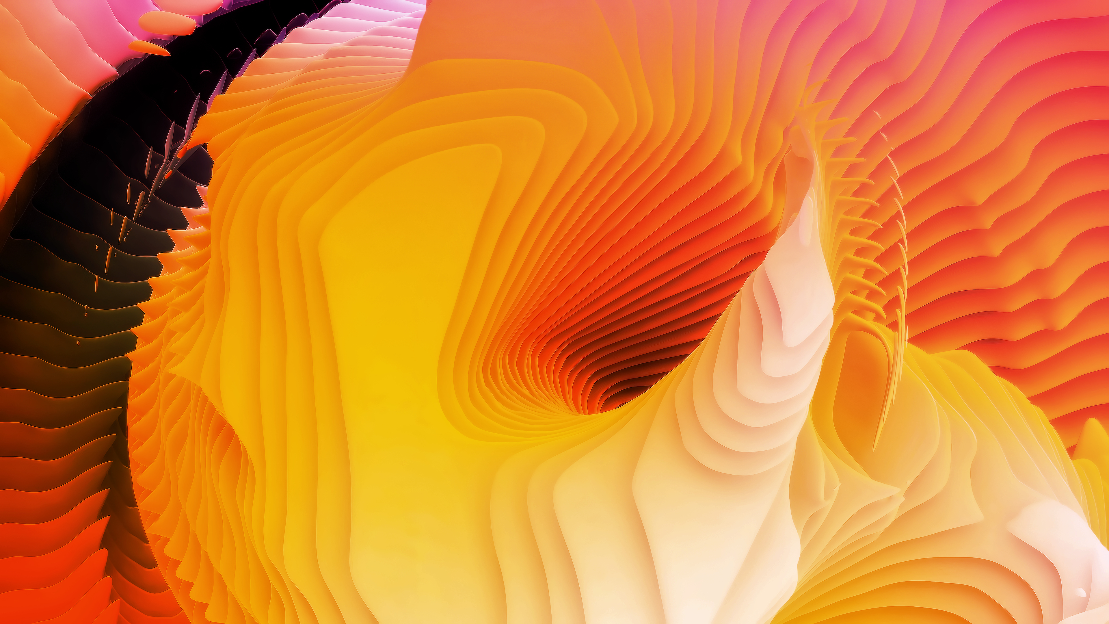 Abstract 3D layered forms in orange and yellow 4K HD Wallpaper