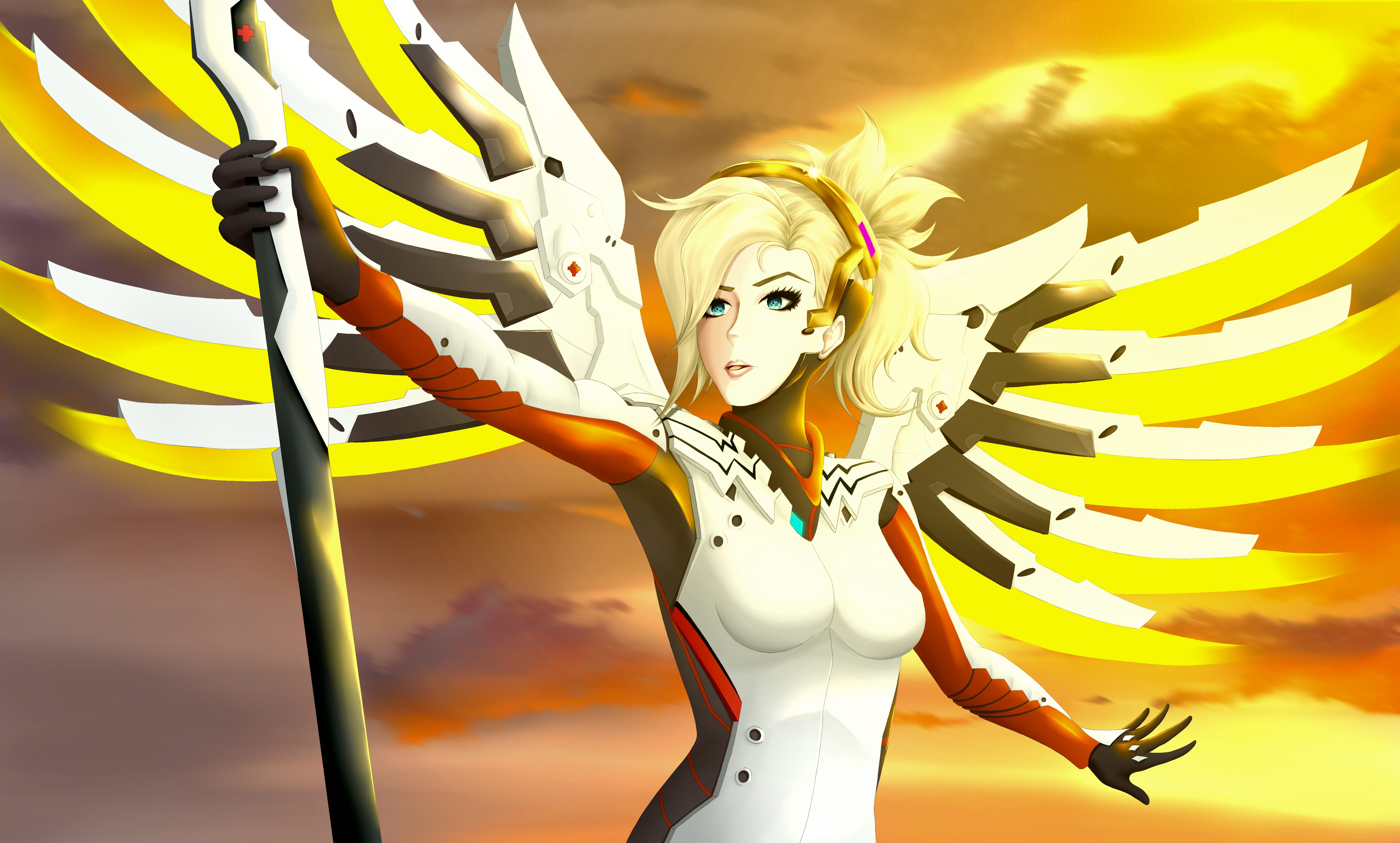 Mercy from Overwatch artwork HD Wallpaper