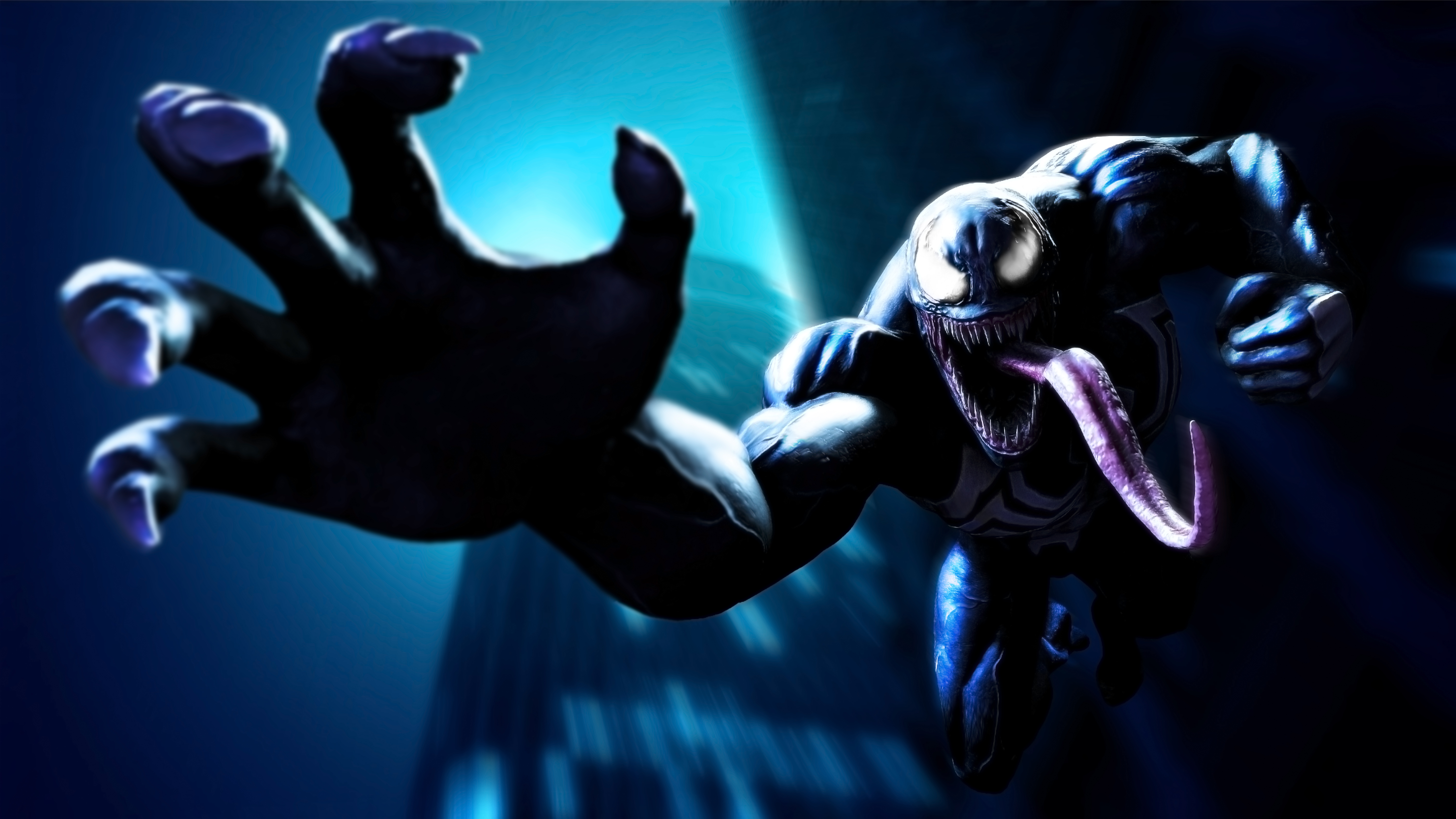 Venom reaching out with a clawed hand HD Wallpaper