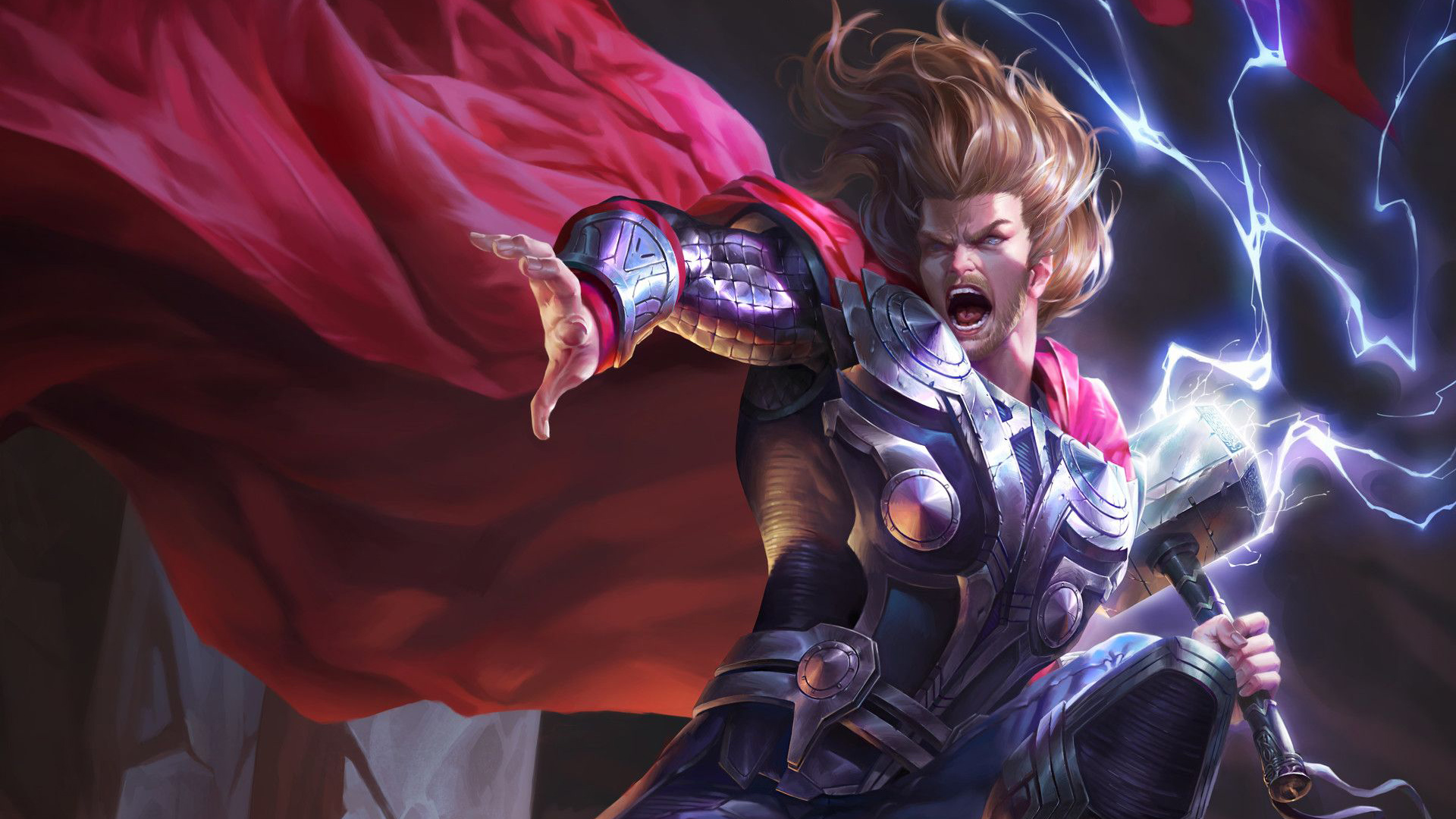 Thor wielding Mjolnir with lightning HD Wallpaper