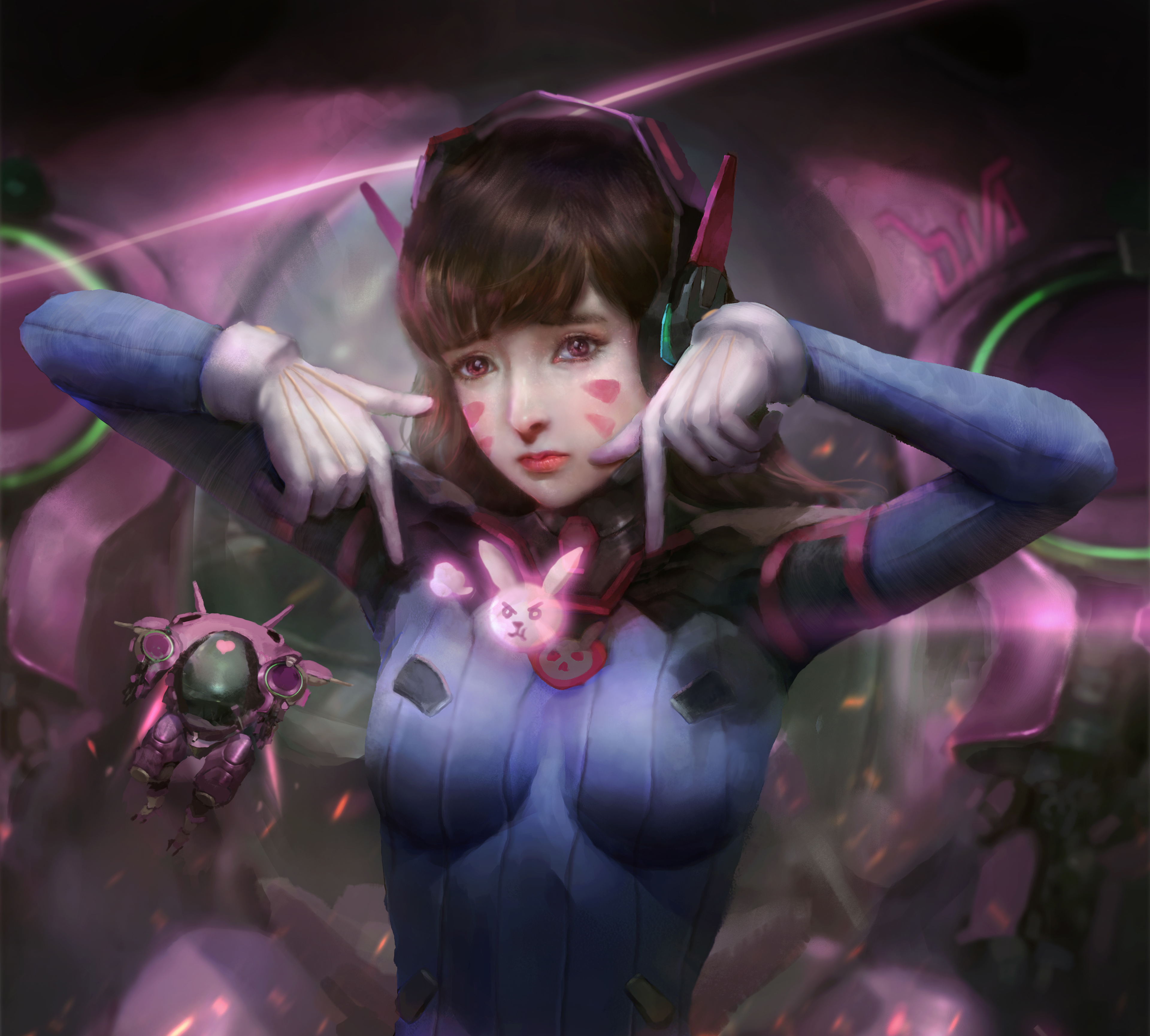 D.Va from Overwatch artwork 4K HD Wallpaper