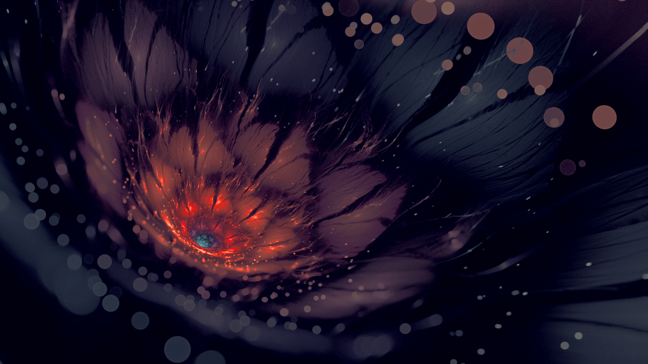Abstract fractal flower with glowing center HD Wallpaper
