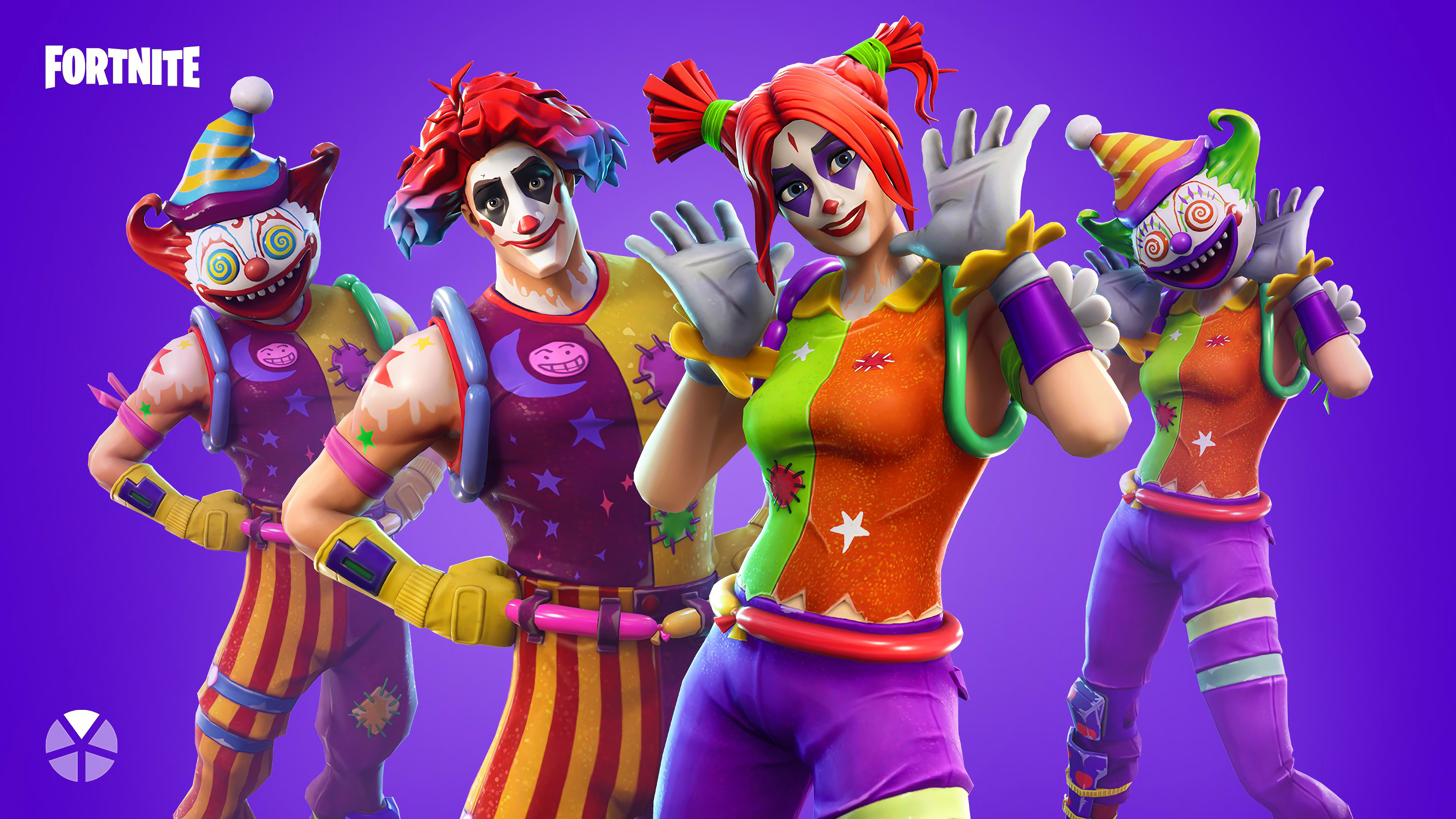 Fortnite Clowns in Colorful Outfits HD Wallpaper