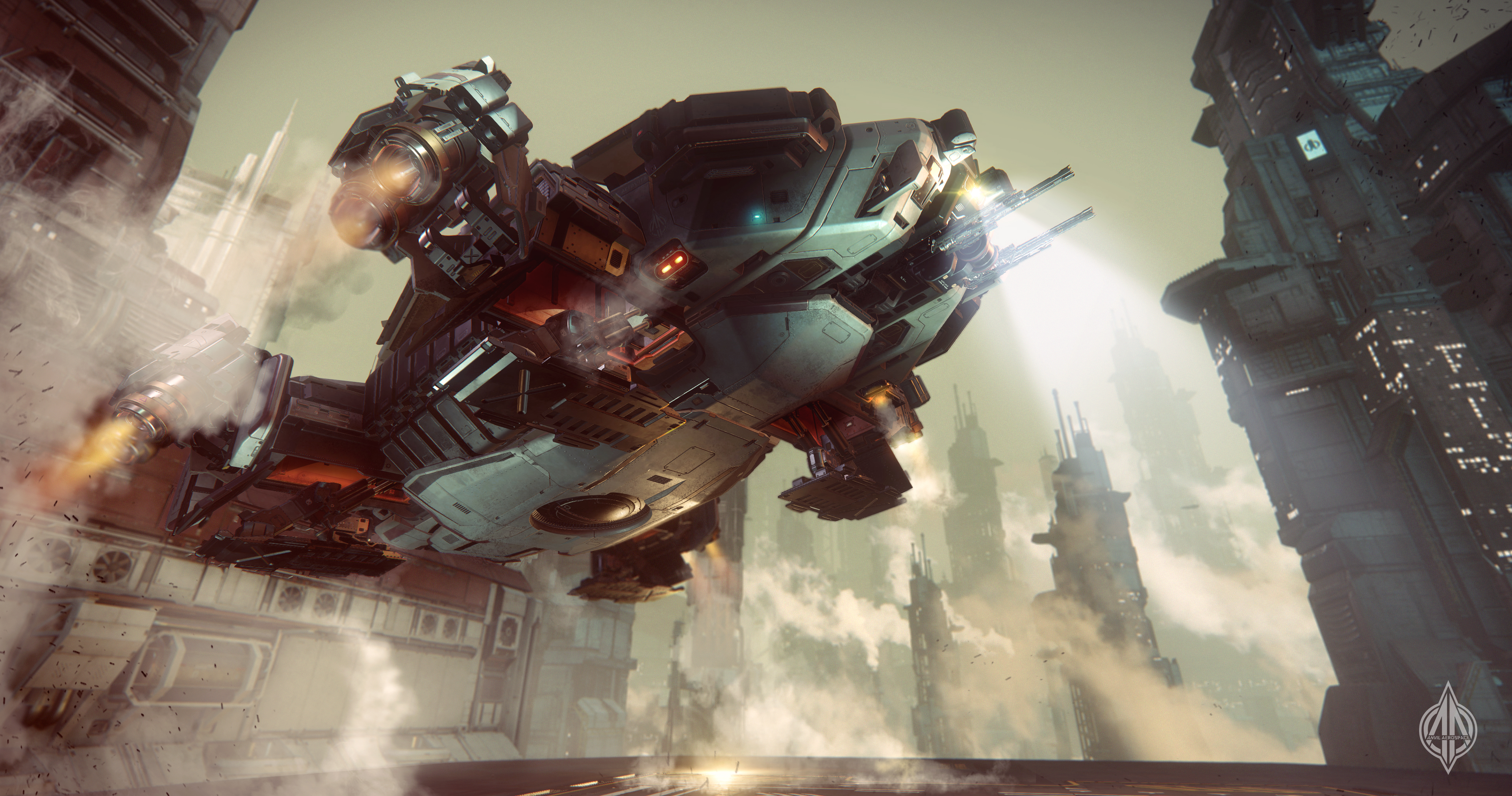 Star Citizen 4K Spaceship in Futuristic City HD Wallpaper
