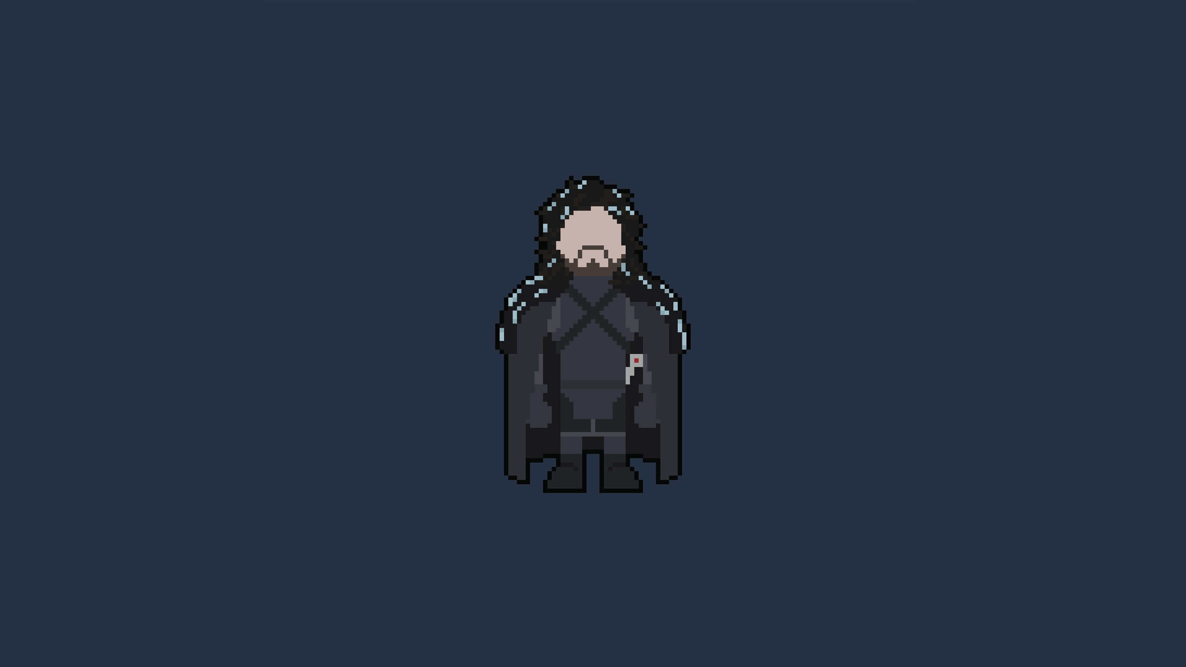 Pixel art of Jon Snow in dark attire HD Wallpaper