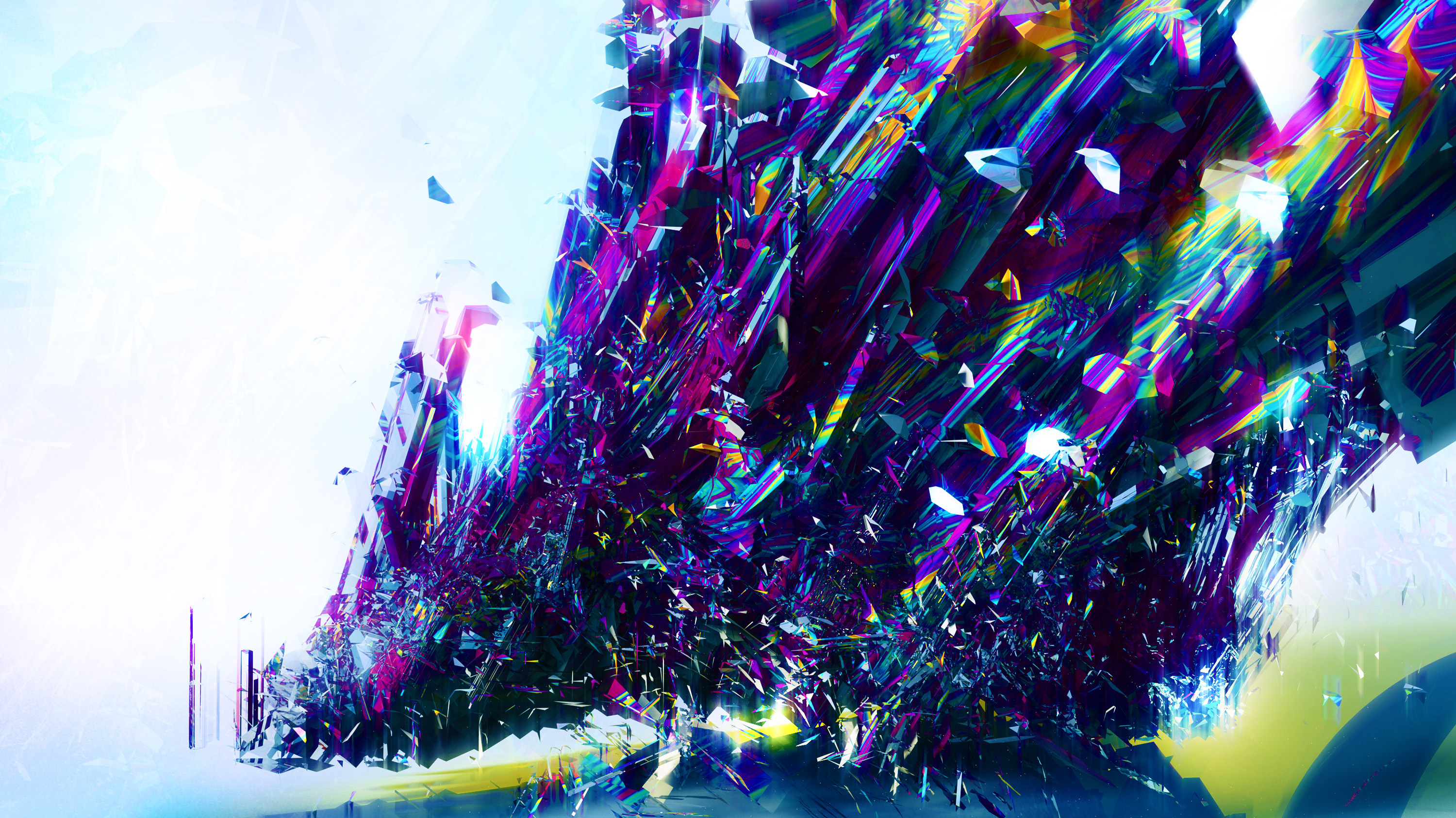 Abstract digital art with shattered crystal shards HD Wallpaper