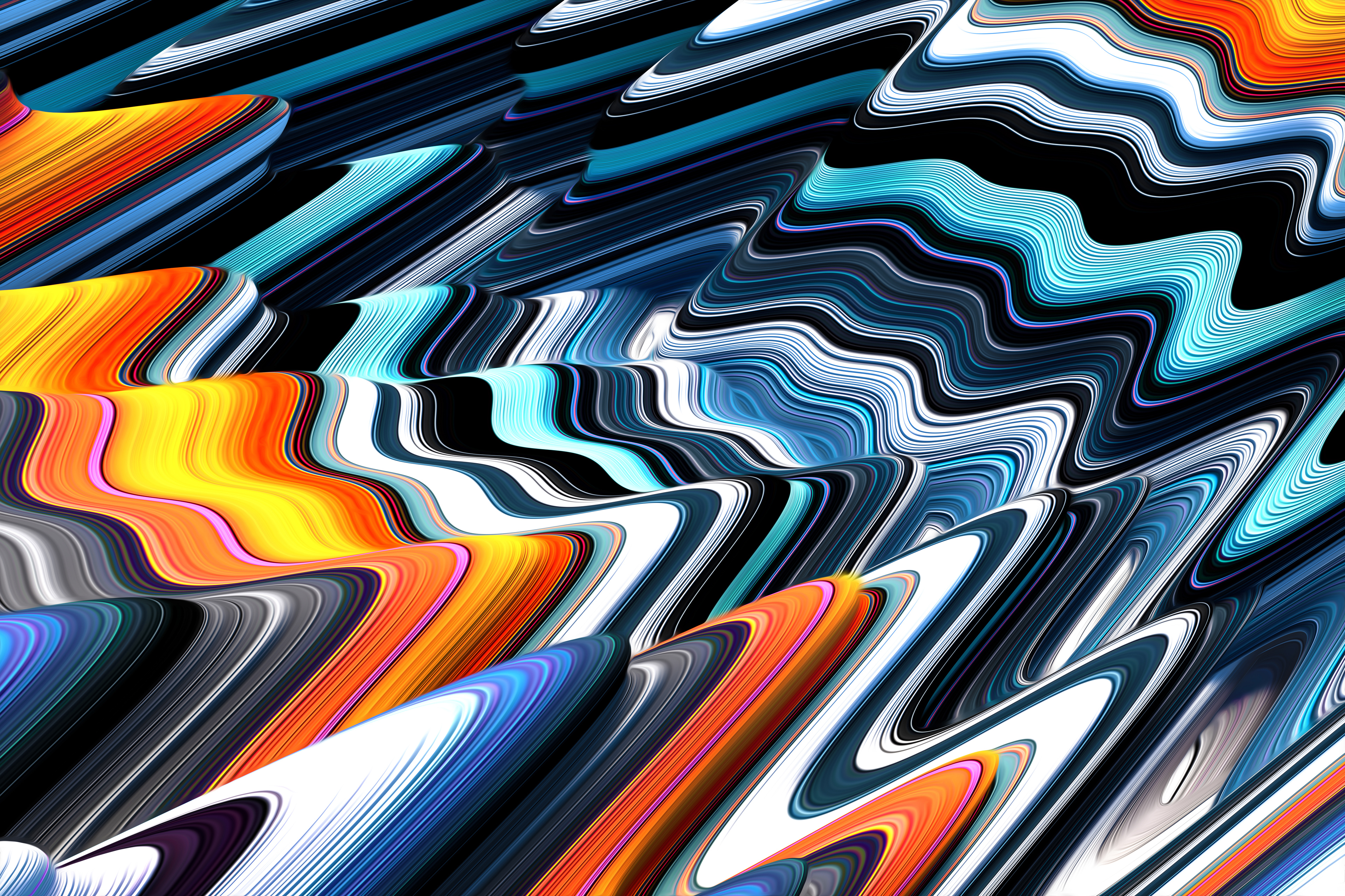 Abstract digital art with wavy lines HD Wallpaper