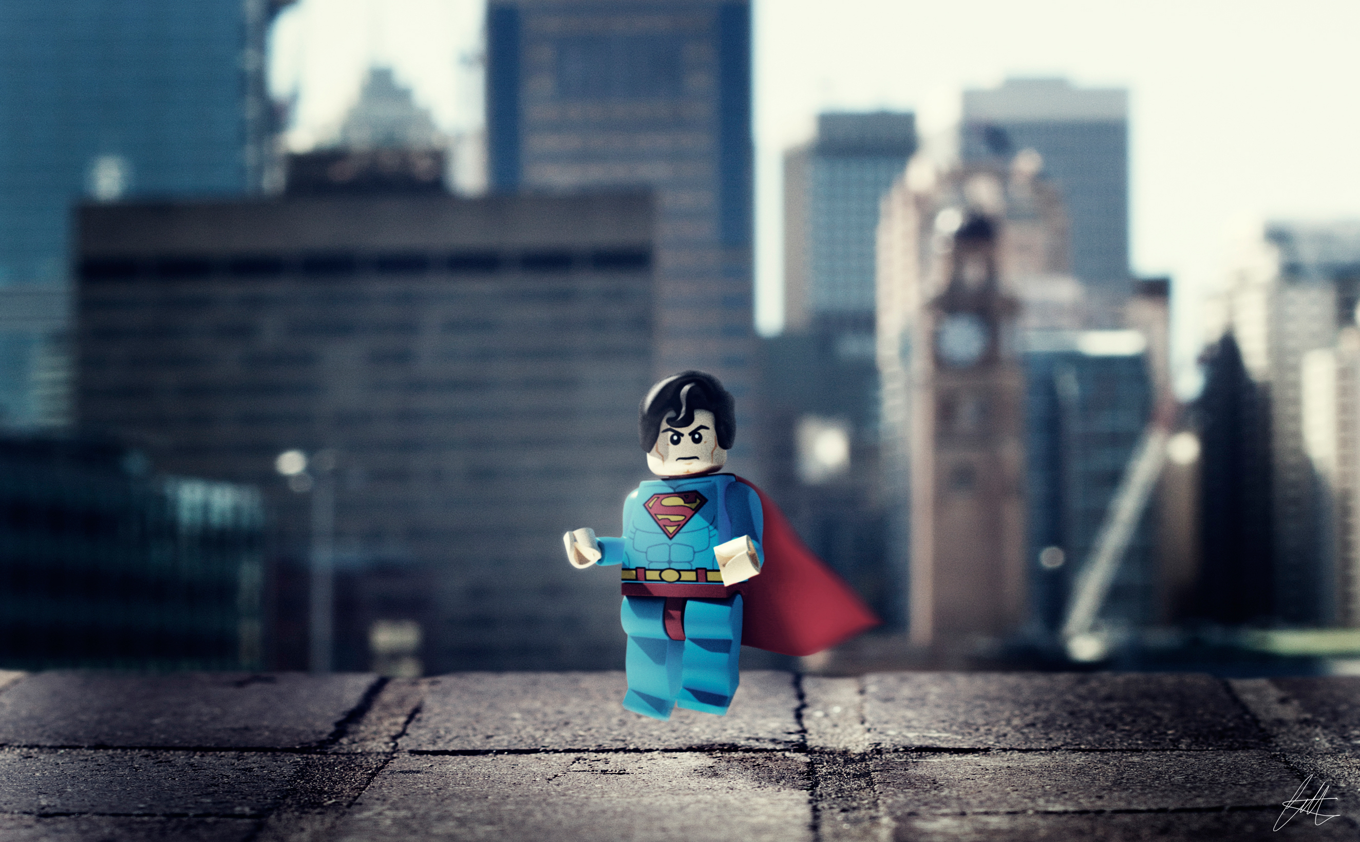 Lego Superman in a City HD Wallpaper