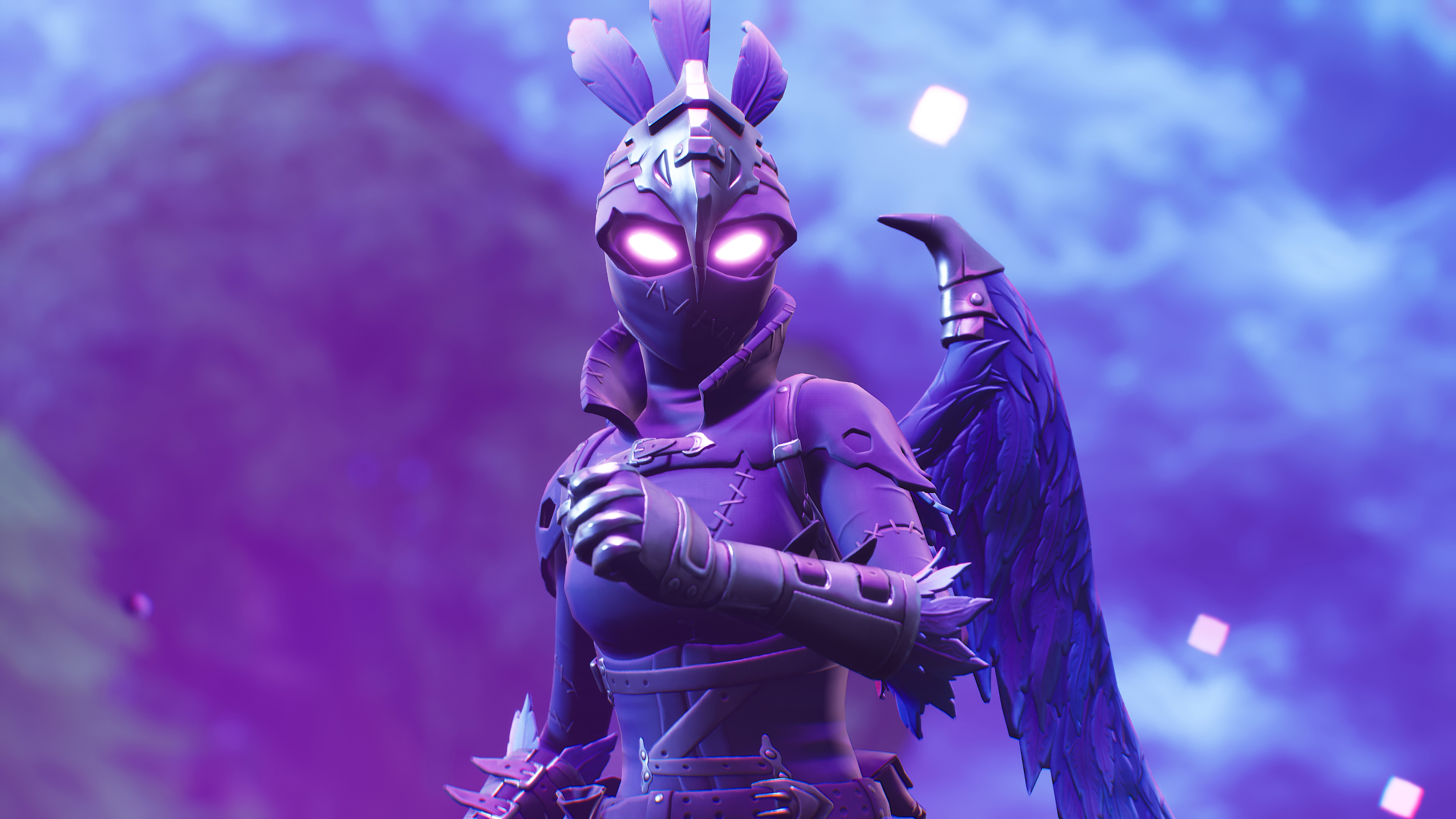 Fortnite Raven skin with purple glow HD Wallpaper