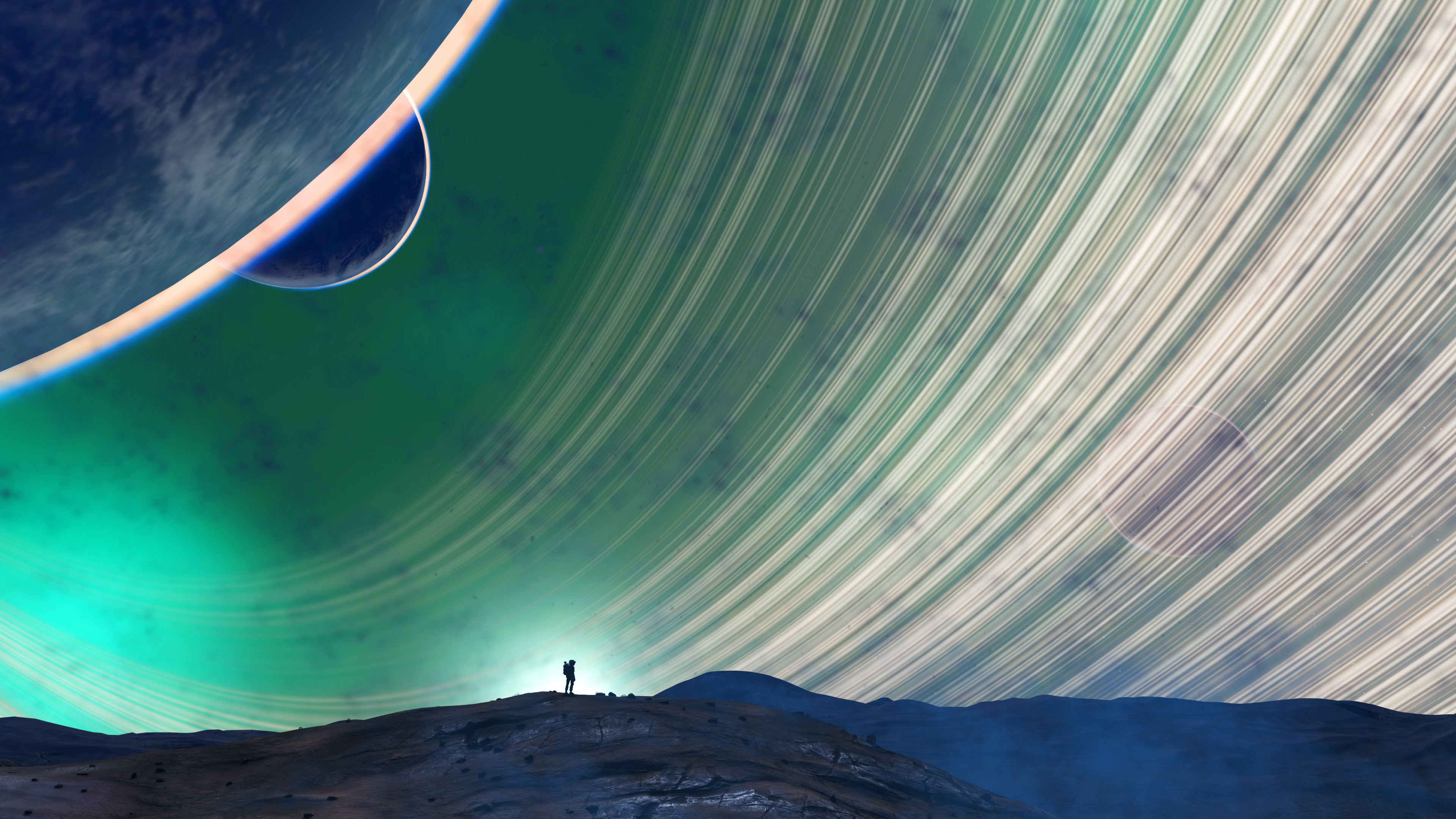 No Man's Sky 4K planet with rings HD Wallpaper