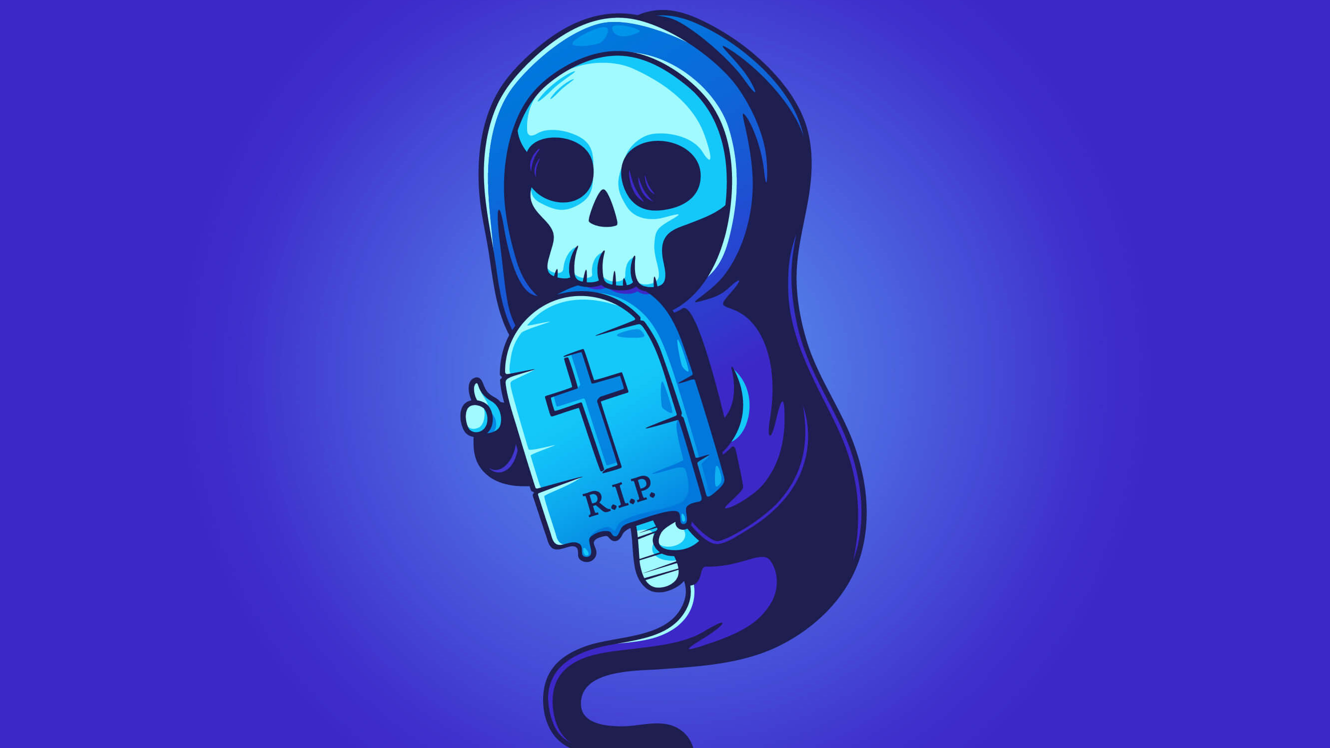 Cartoon Grim Reaper holding a tombstone popsicle HD Wallpaper