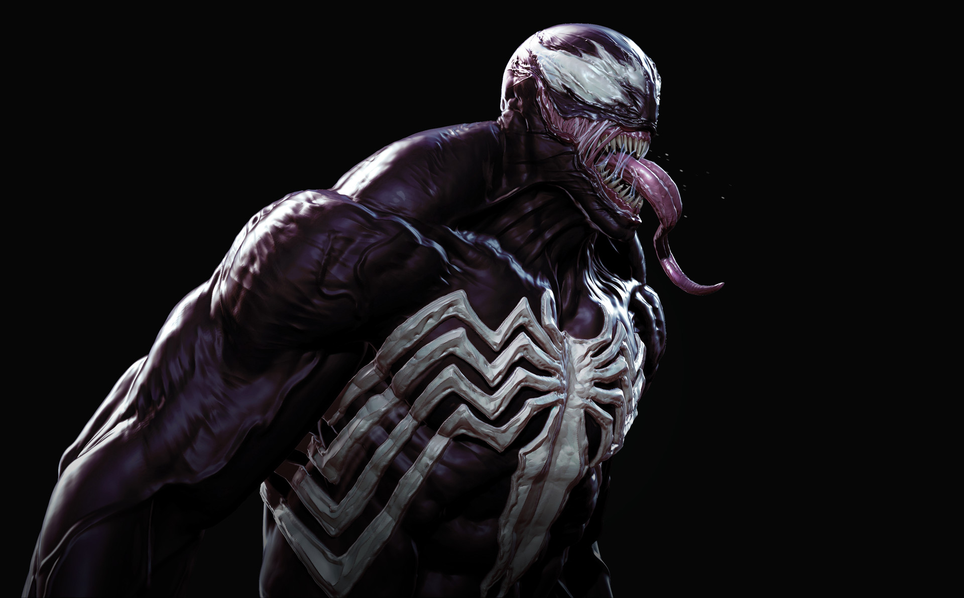 Venom artwork with a black background HD Wallpaper