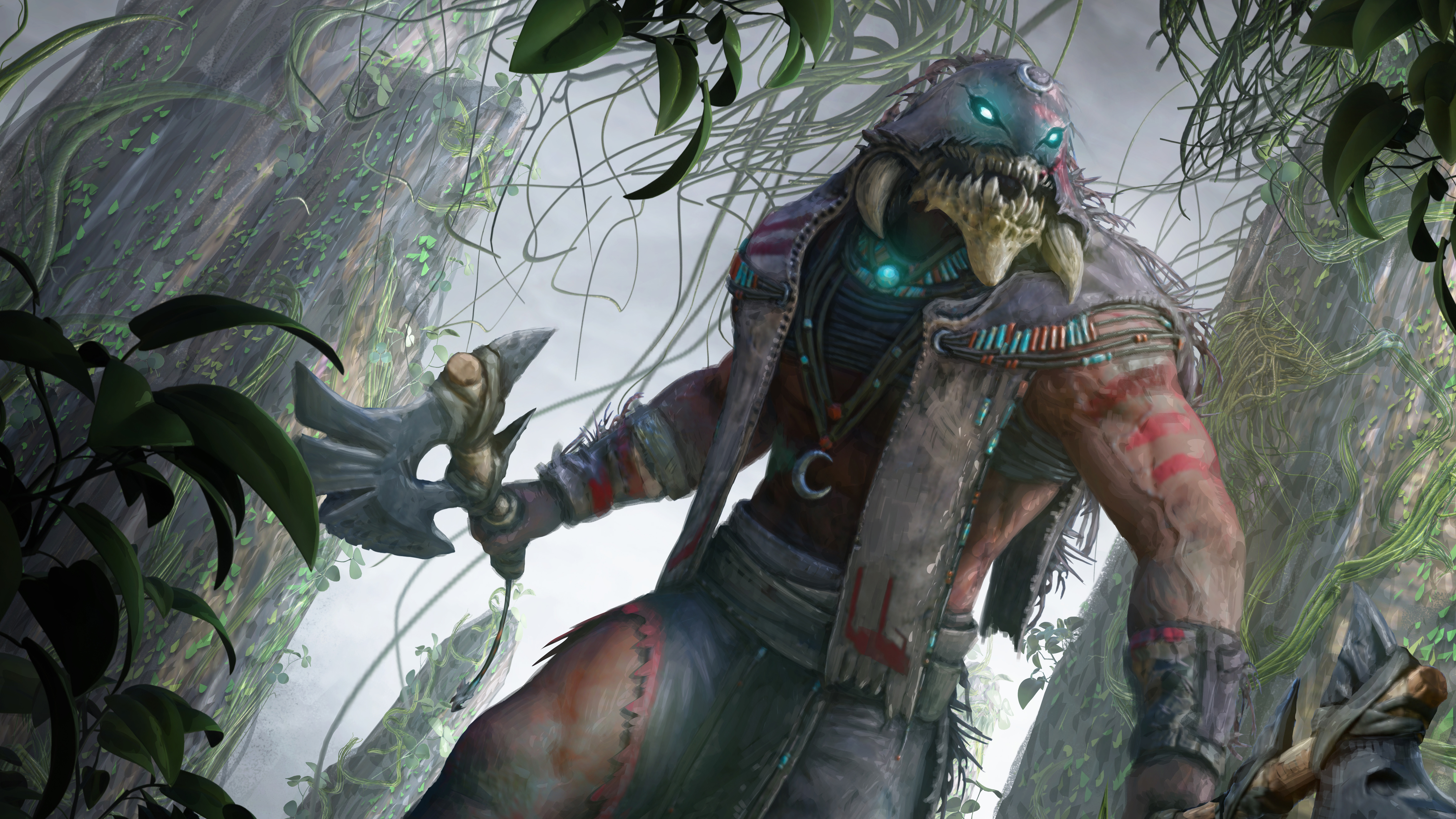 Digital Art of a Creature in a Forest HD Wallpaper