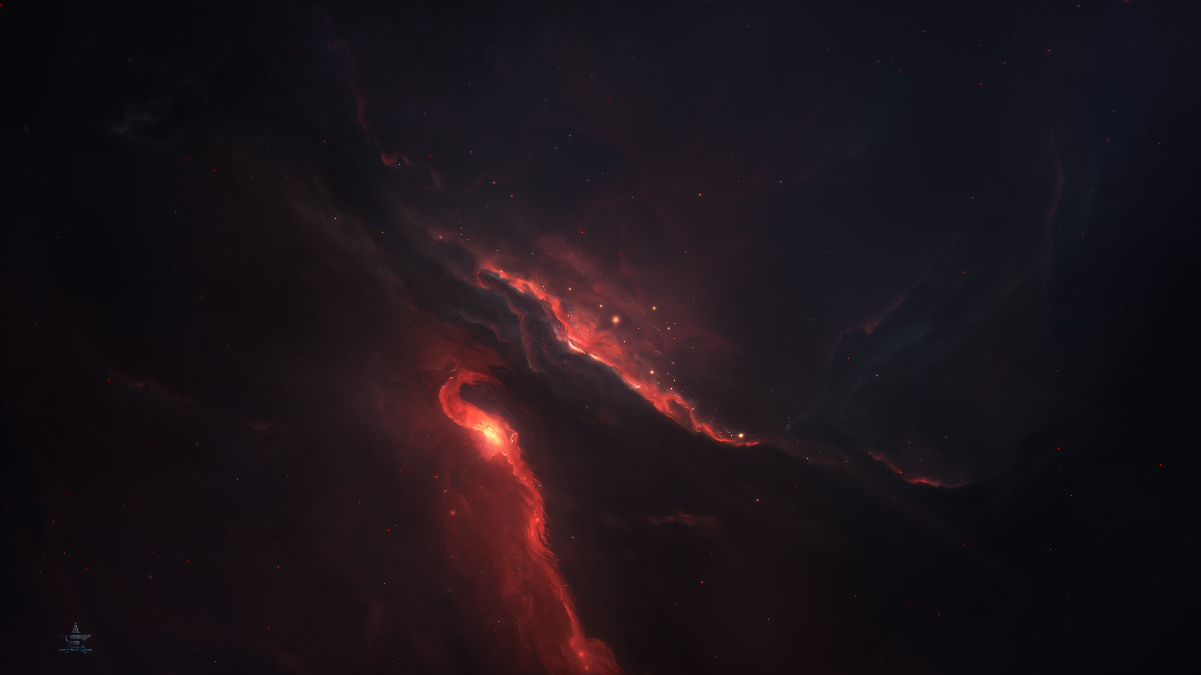 Red nebula in deep space 4K HD Wallpaper