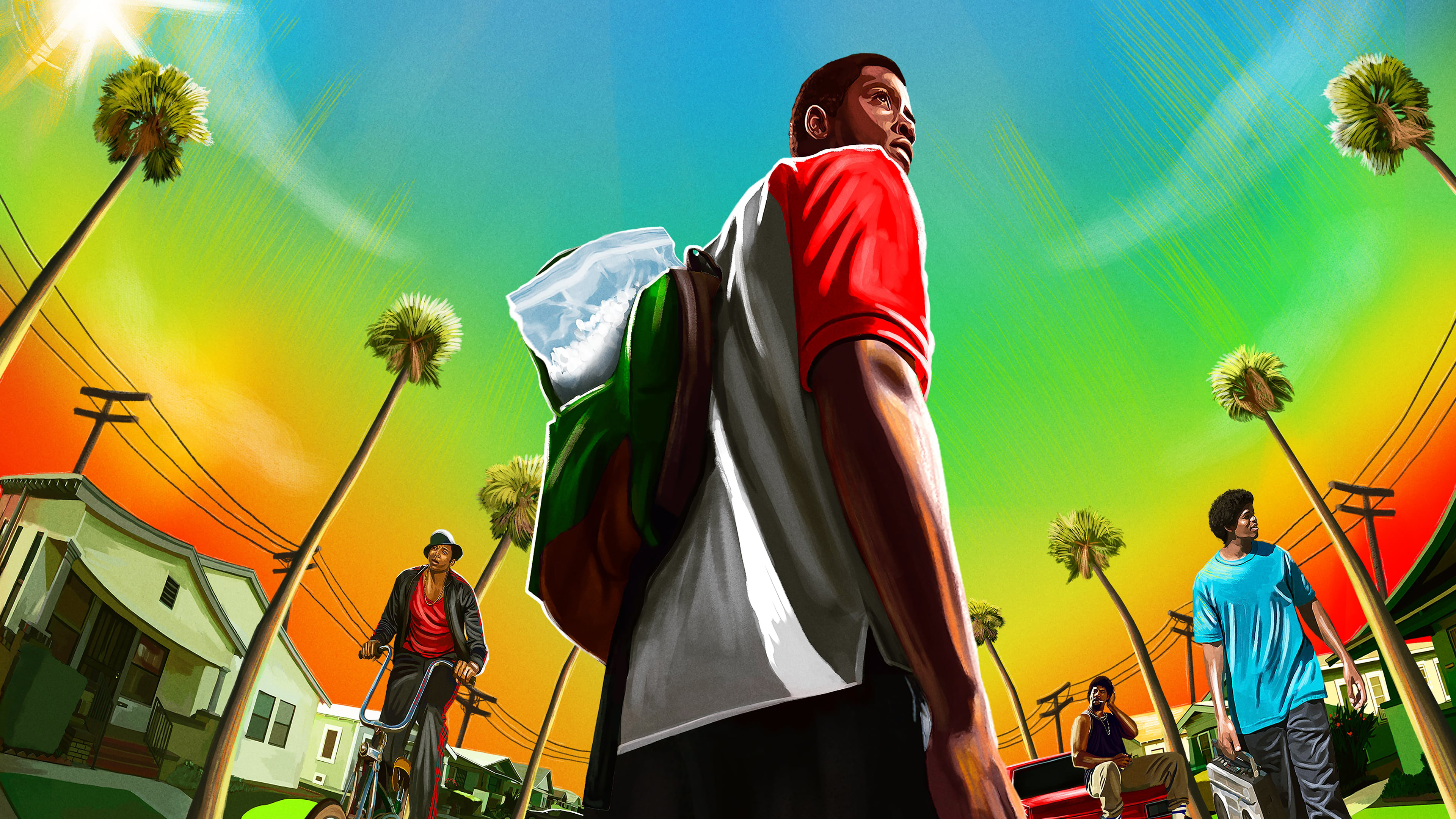 Grand Theft Auto: San Andreas characters in a neighborhood HD Wallpaper
