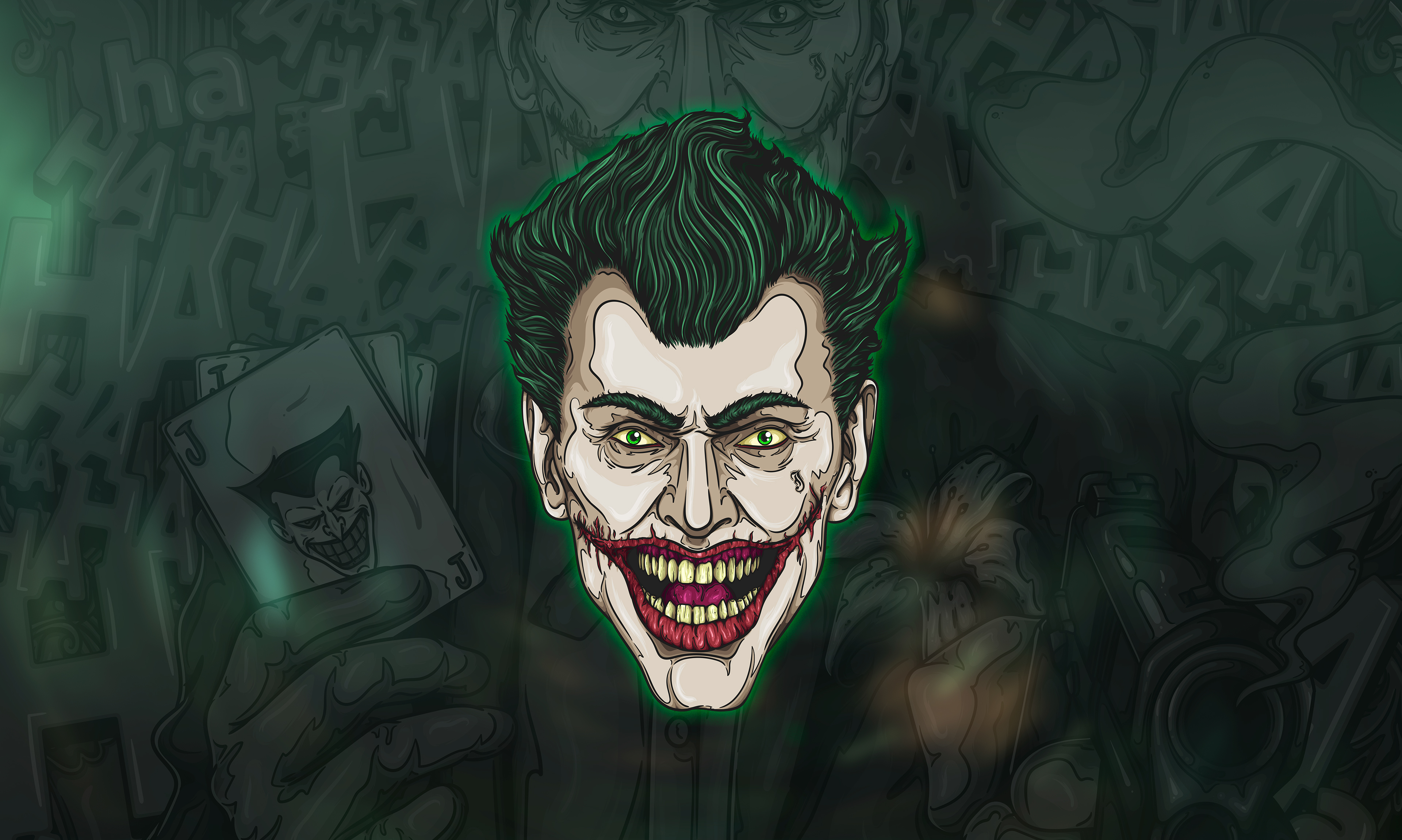 Joker artwork with playing cards HD Wallpaper
