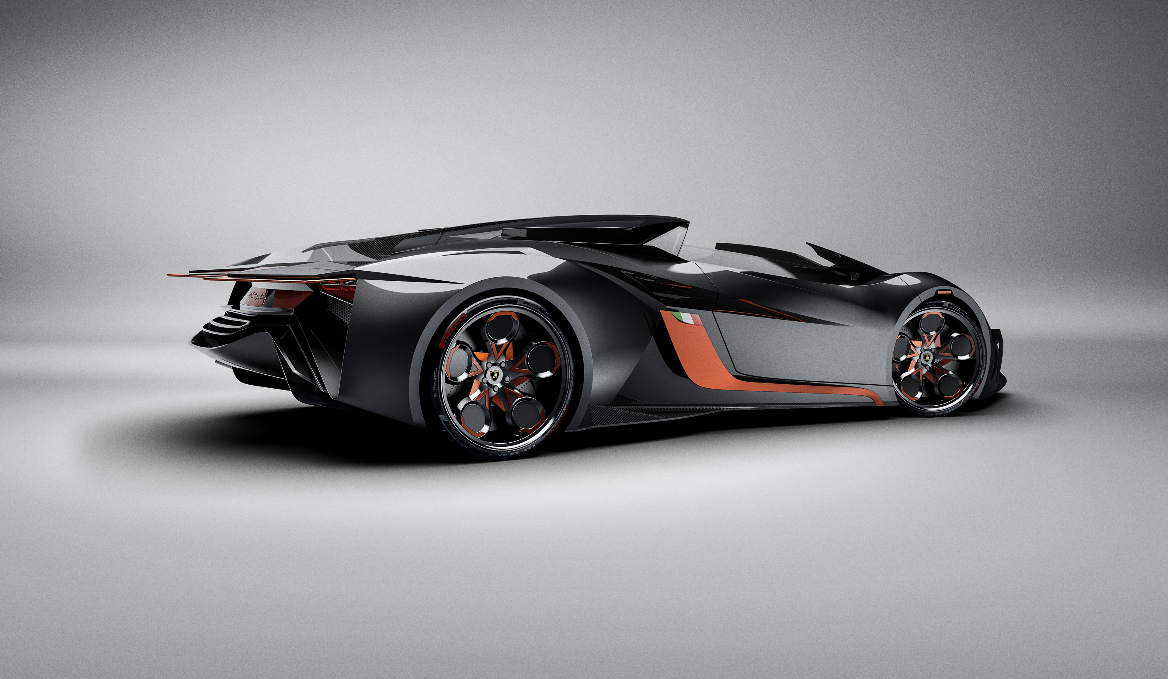 Lamborghini concept car with orange accents HD Wallpaper