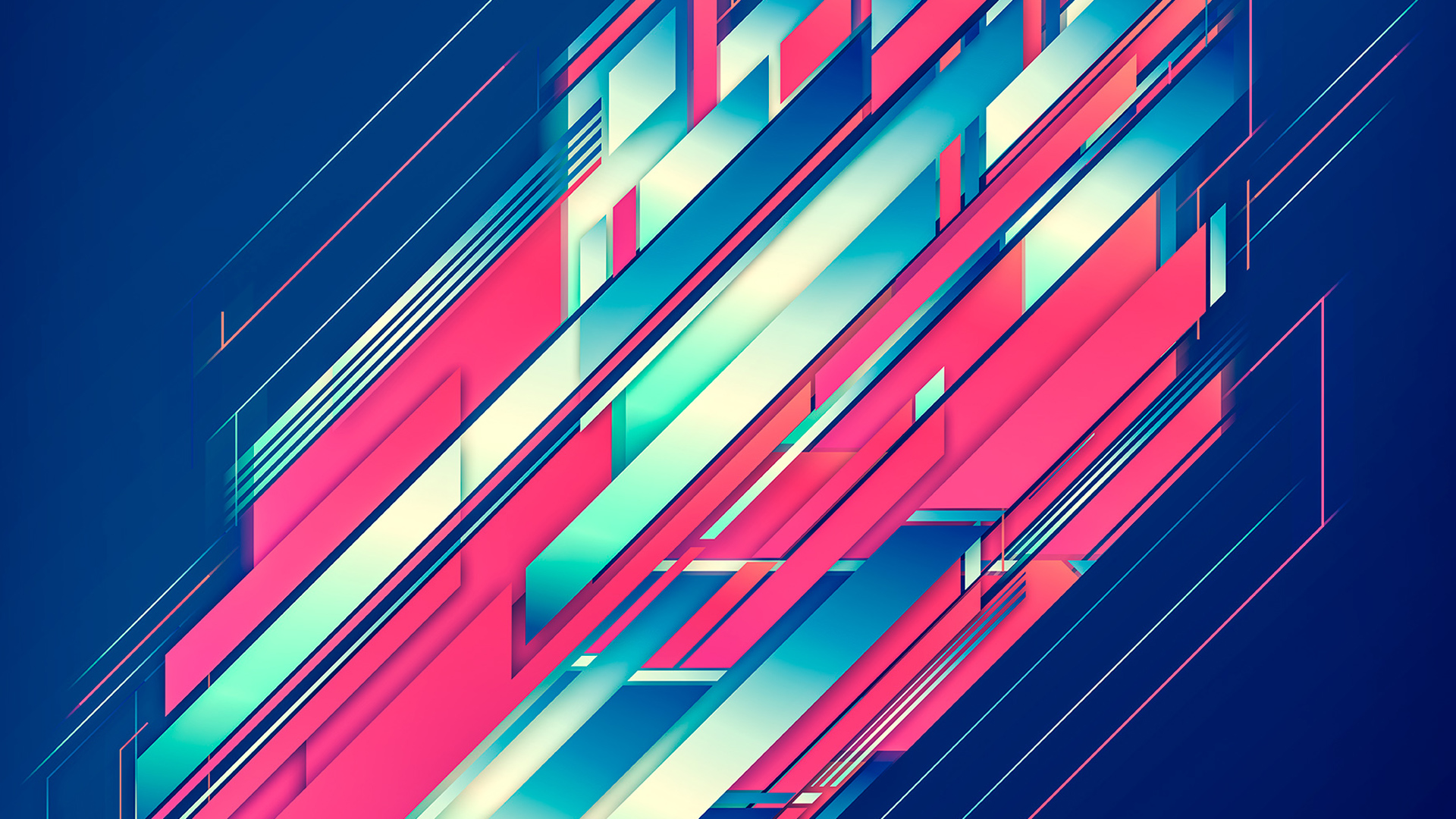 Abstract geometric shapes with pink, blue, and cream colors HD Wallpaper