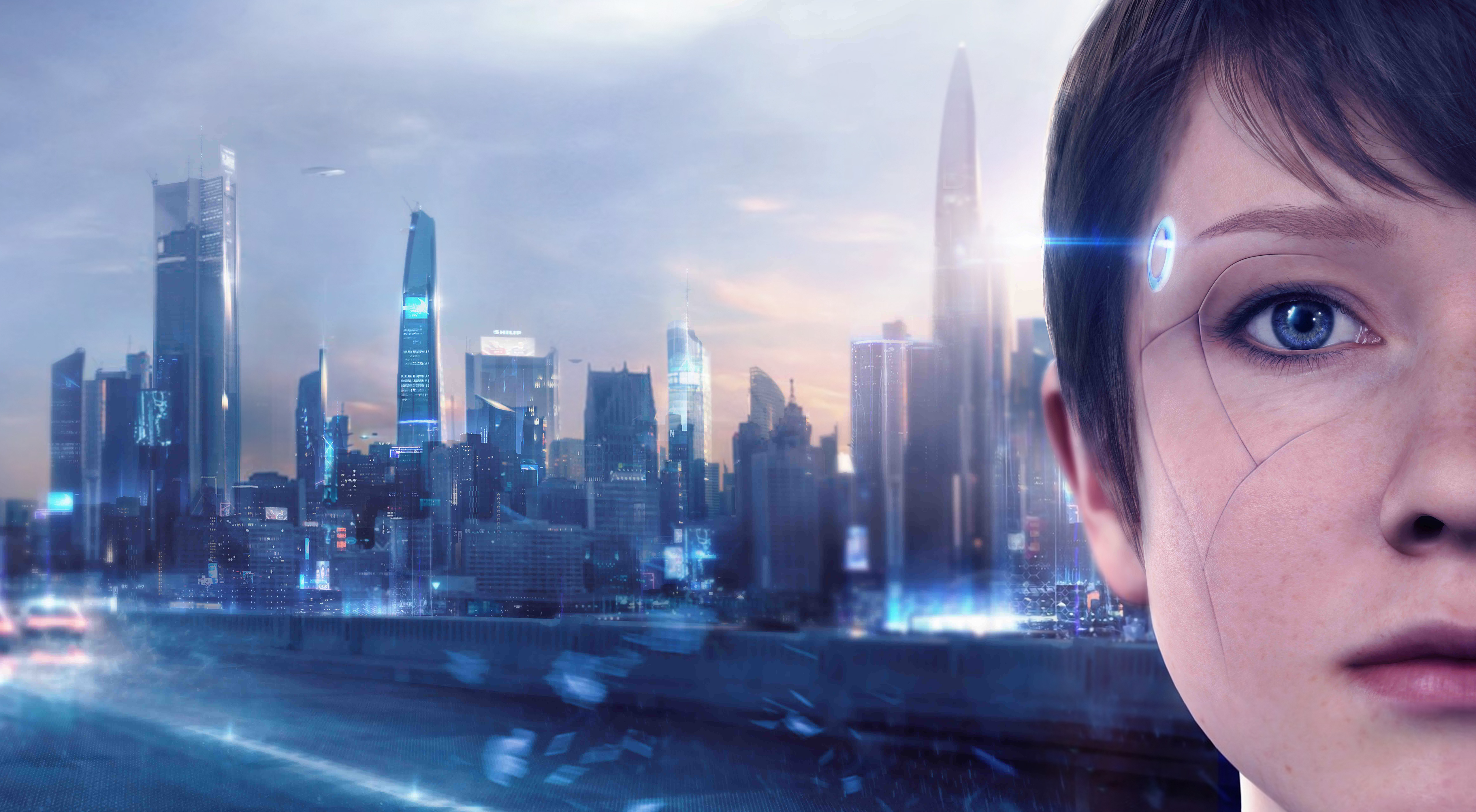 Detroit: Become Human android in futuristic city HD Wallpaper
