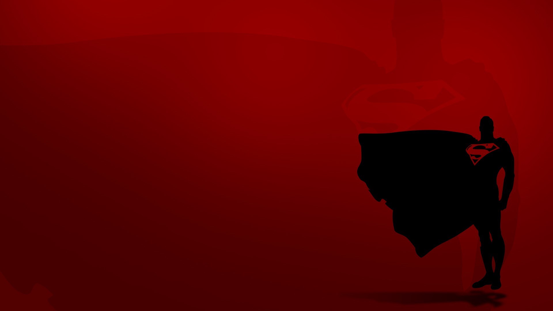 Superman Silhouette with Cape on Red Background HD Wallpaper