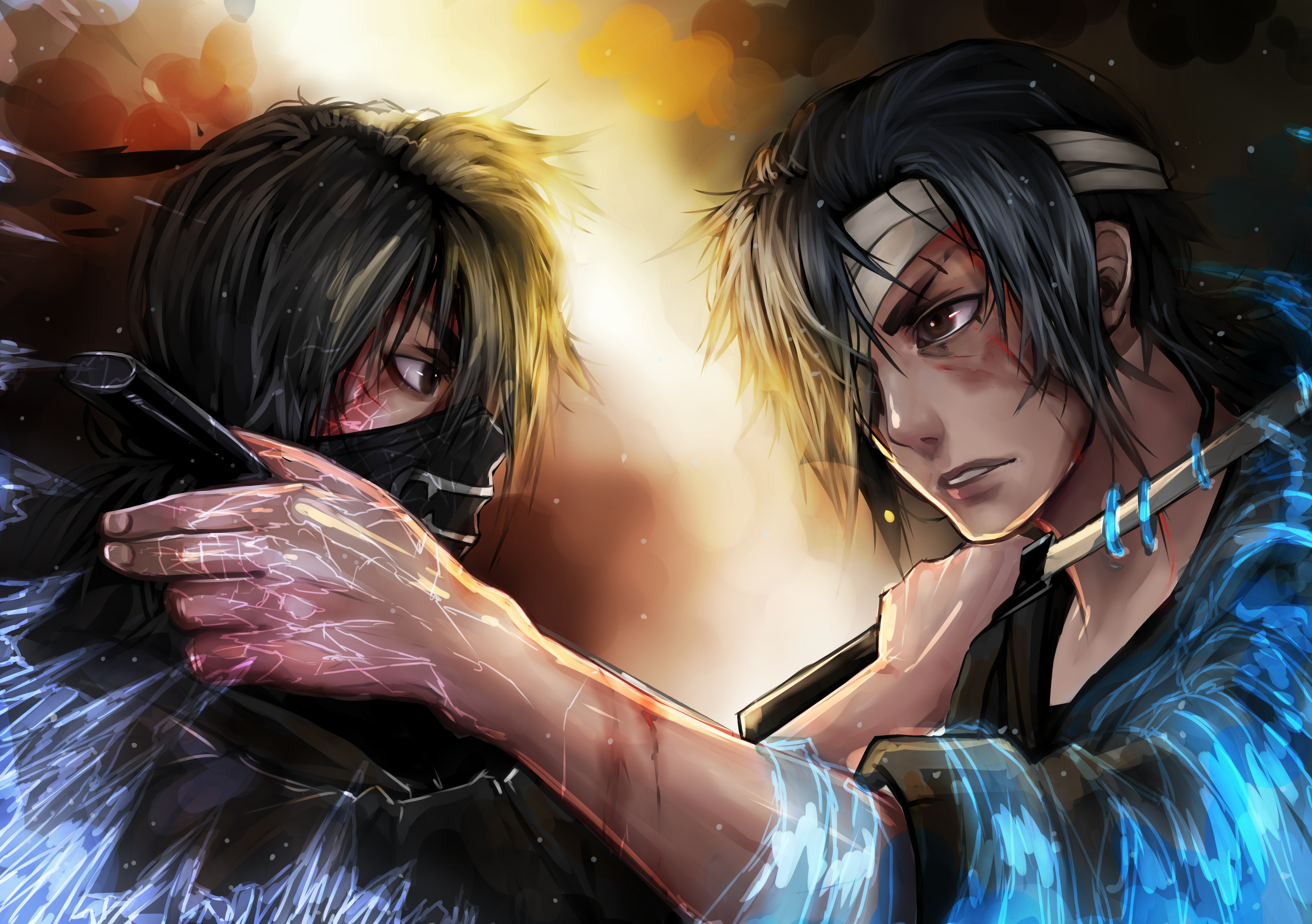 Anime characters in a confrontation HD Wallpaper