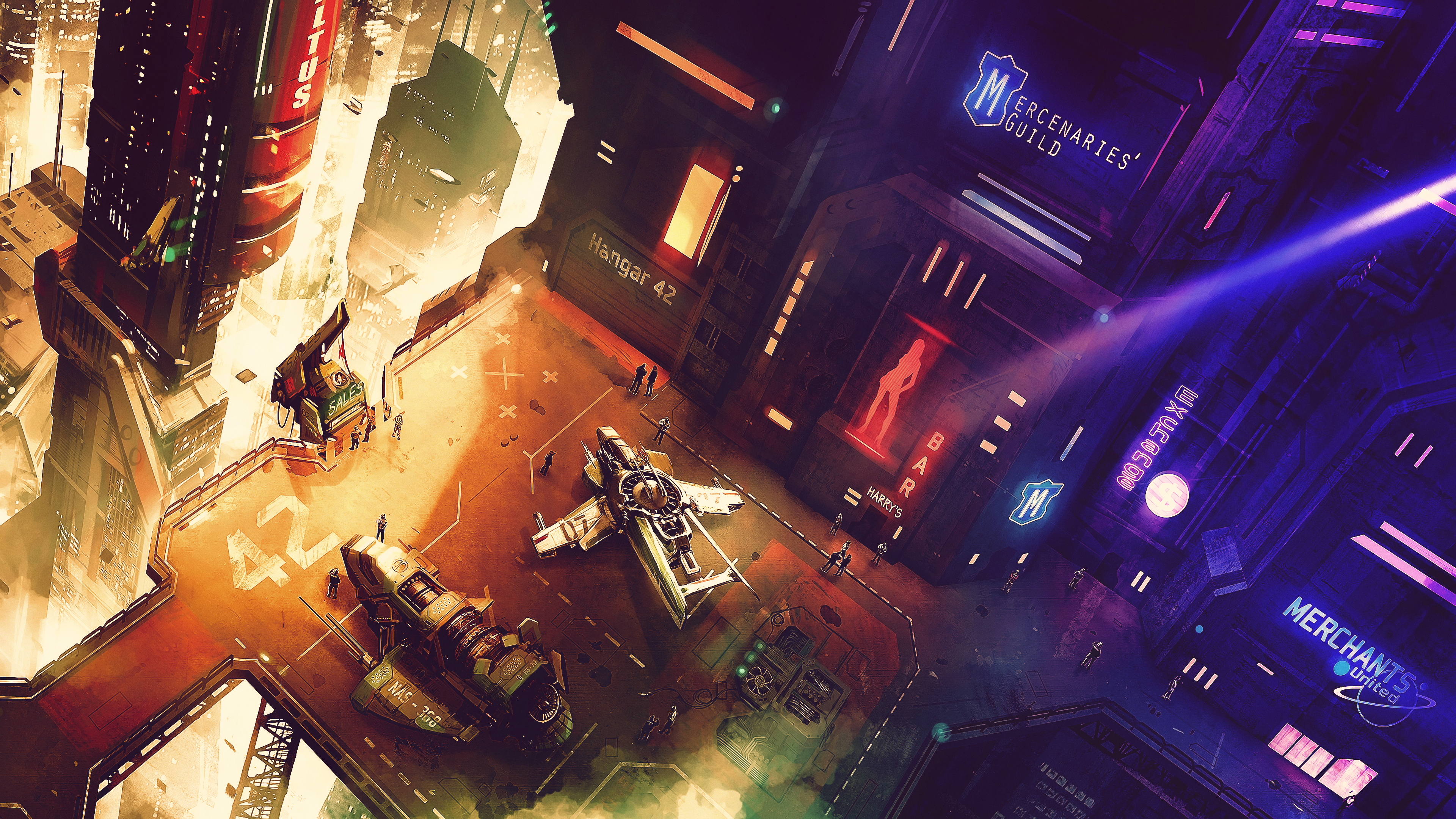 Star Citizen Hangar 42 with Mercenaries Guild HD Wallpaper