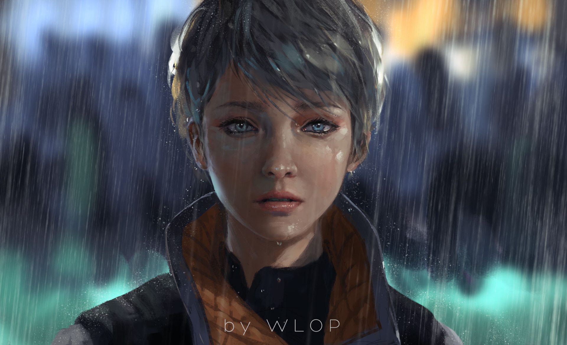 Kara from Detroit: Become Human in the rain HD Wallpaper