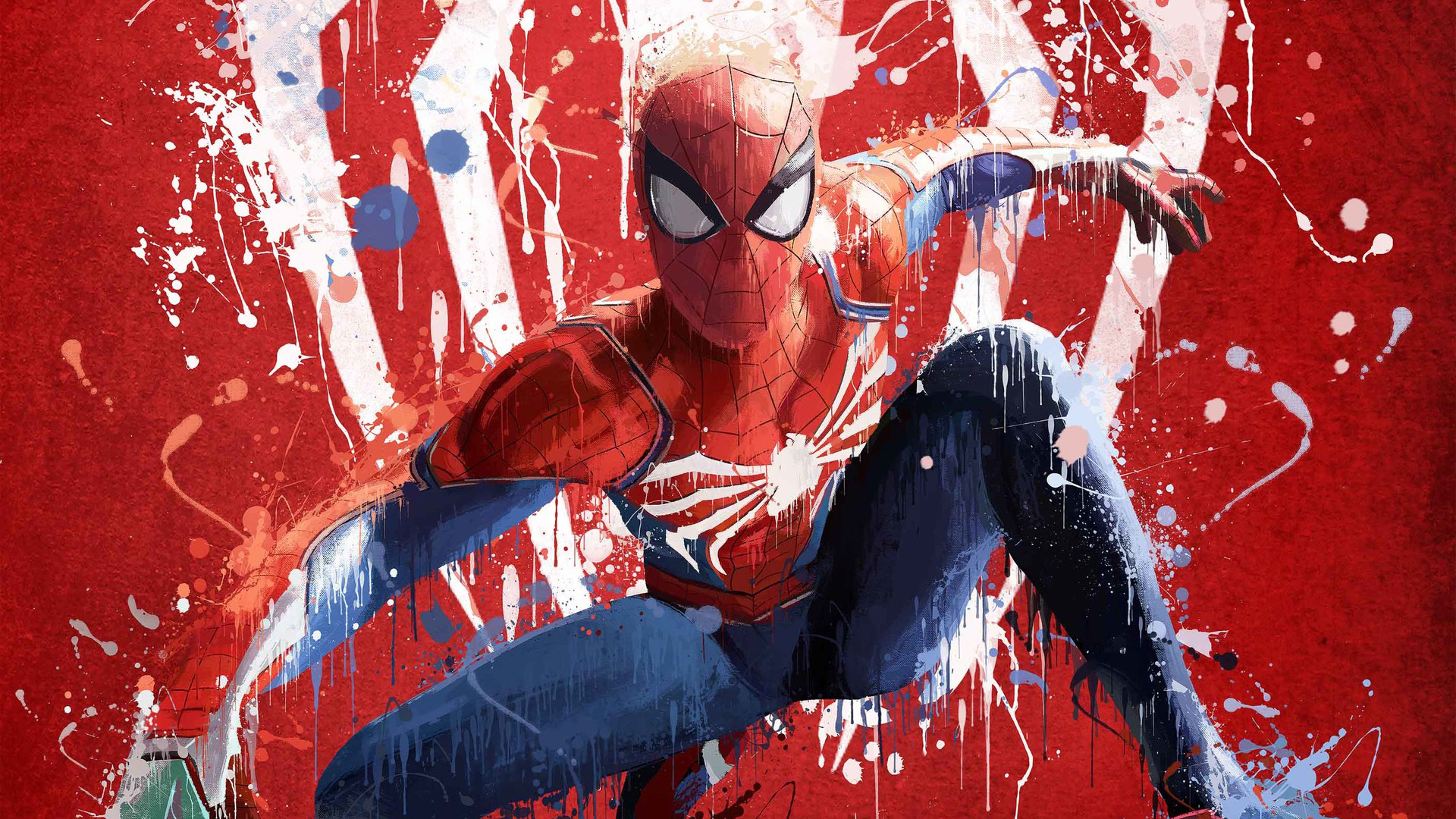 Dynamic Spider-Man PS4 Action Pose with Red Background HD Wallpaper