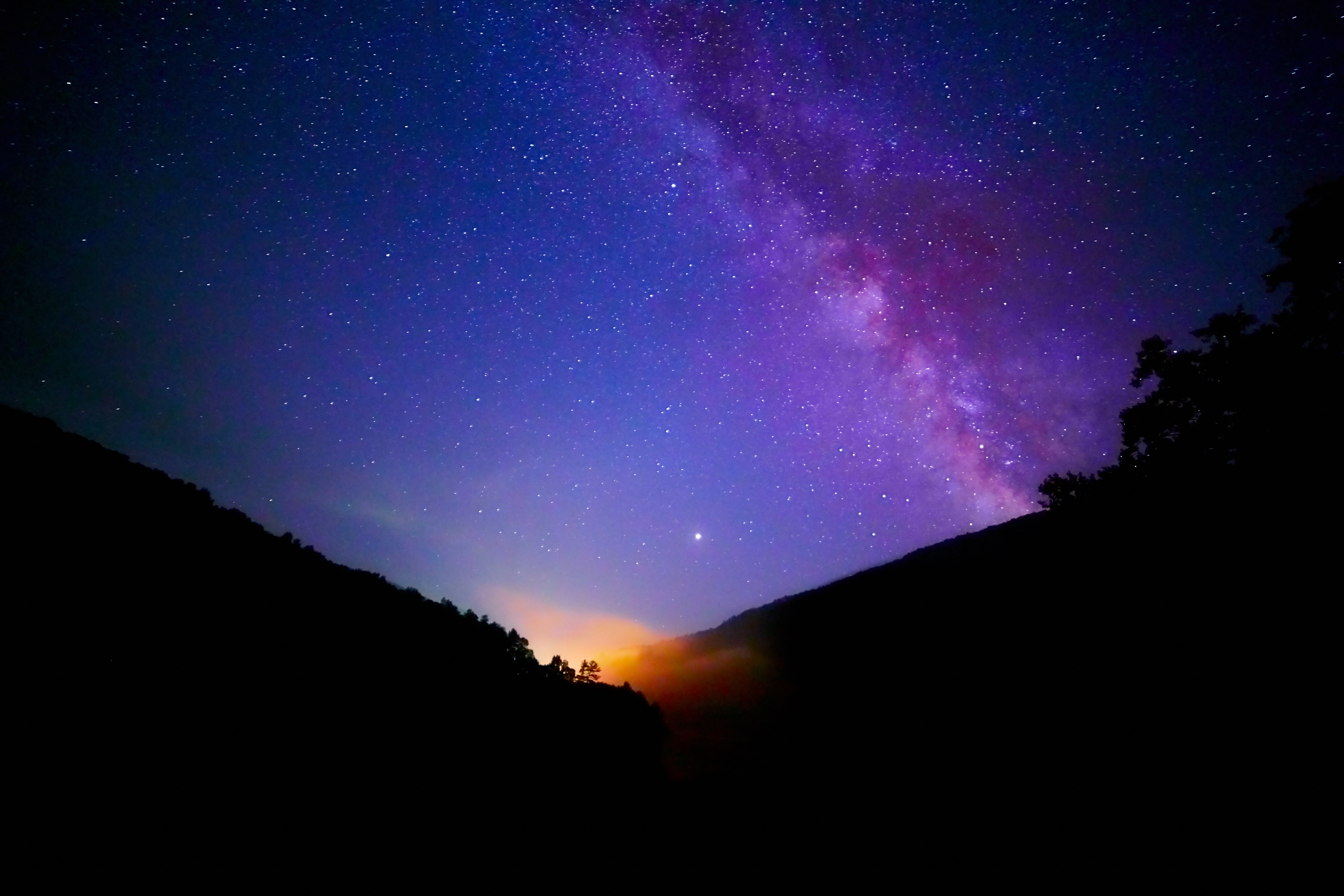 Milky Way over mountains at night 4K HD Wallpaper
