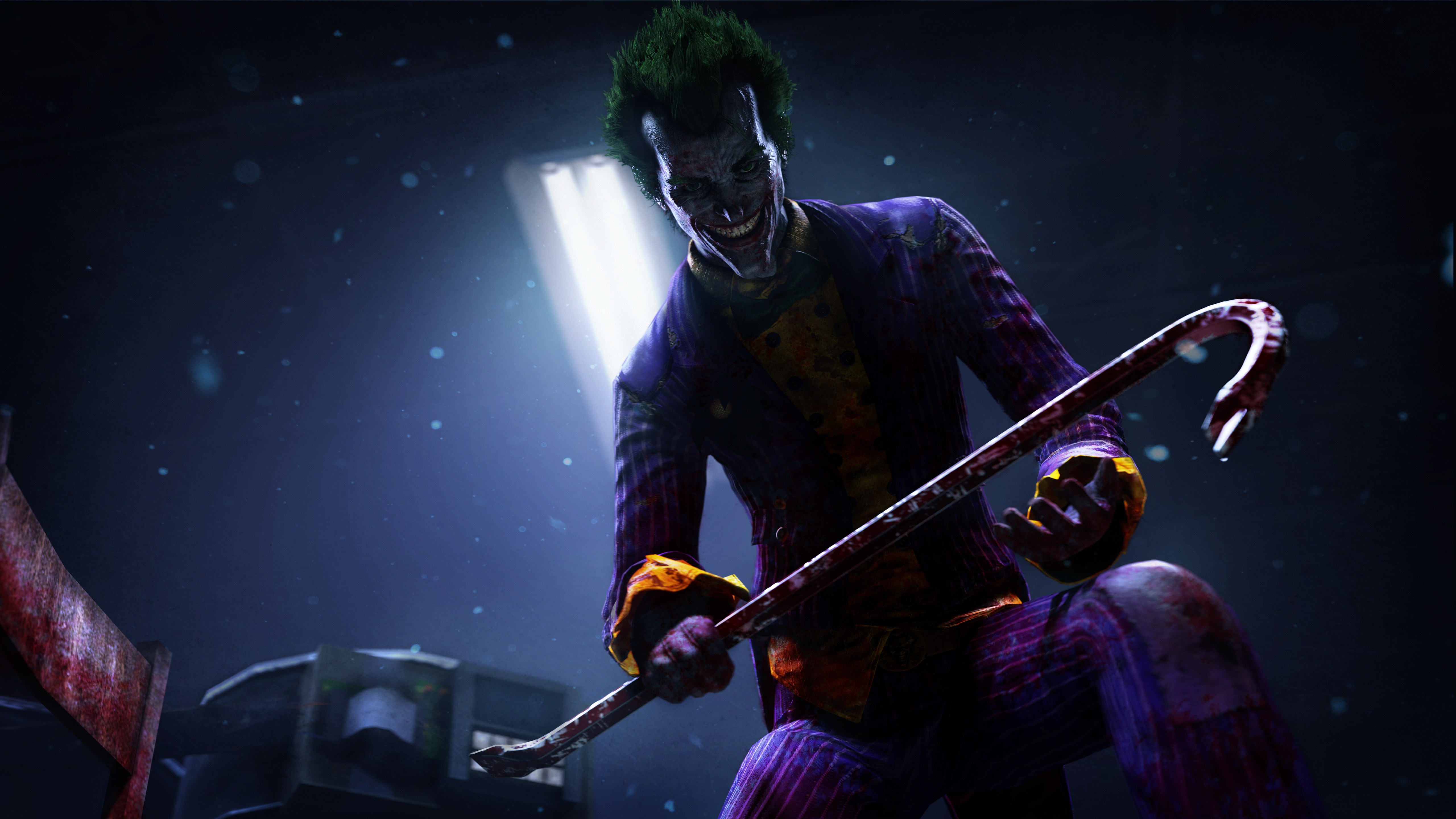 The Joker holding a bloody crowbar HD Wallpaper